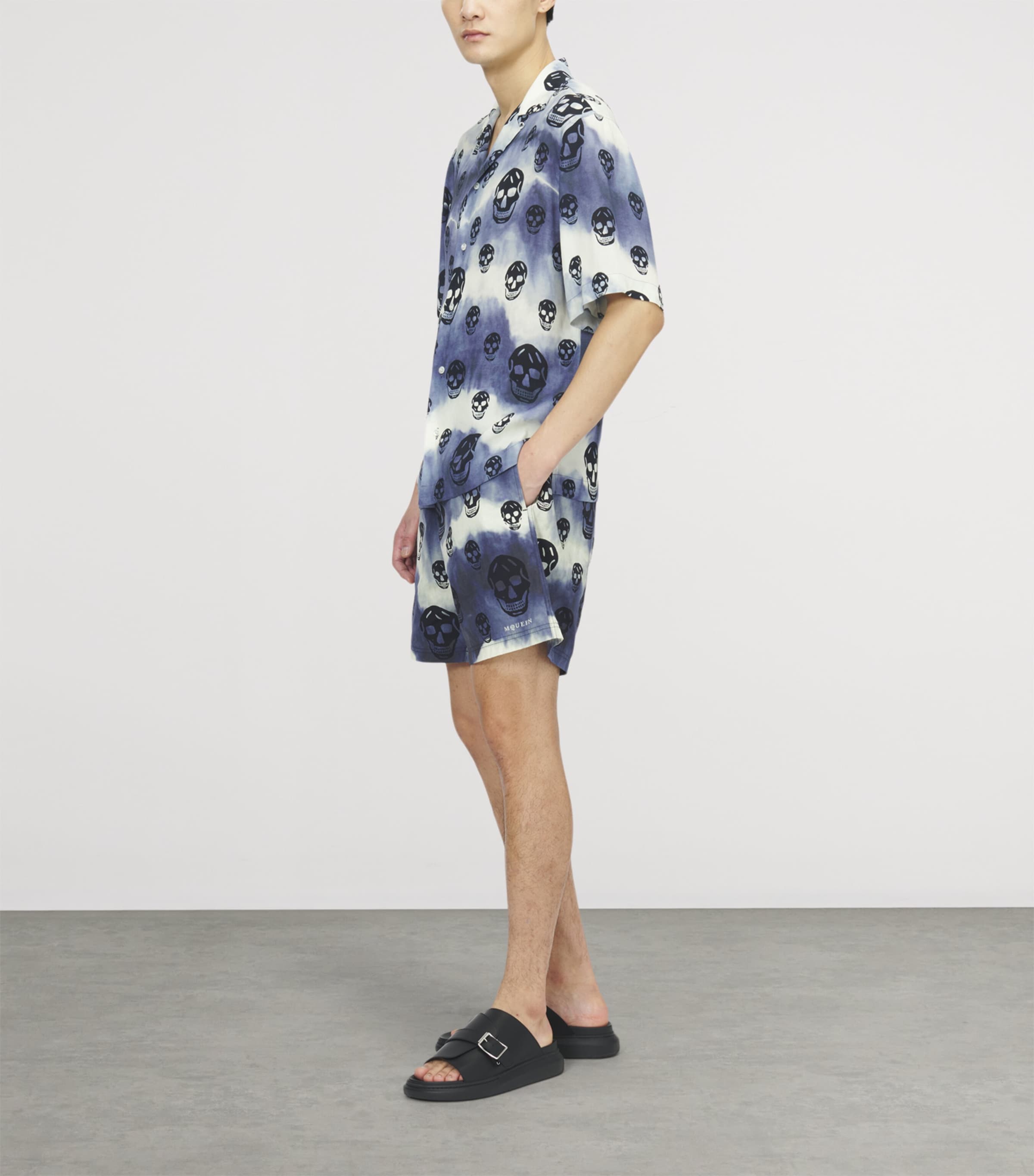 McQueen Mens Tie-Dye Skull Swim Shorts Image 4