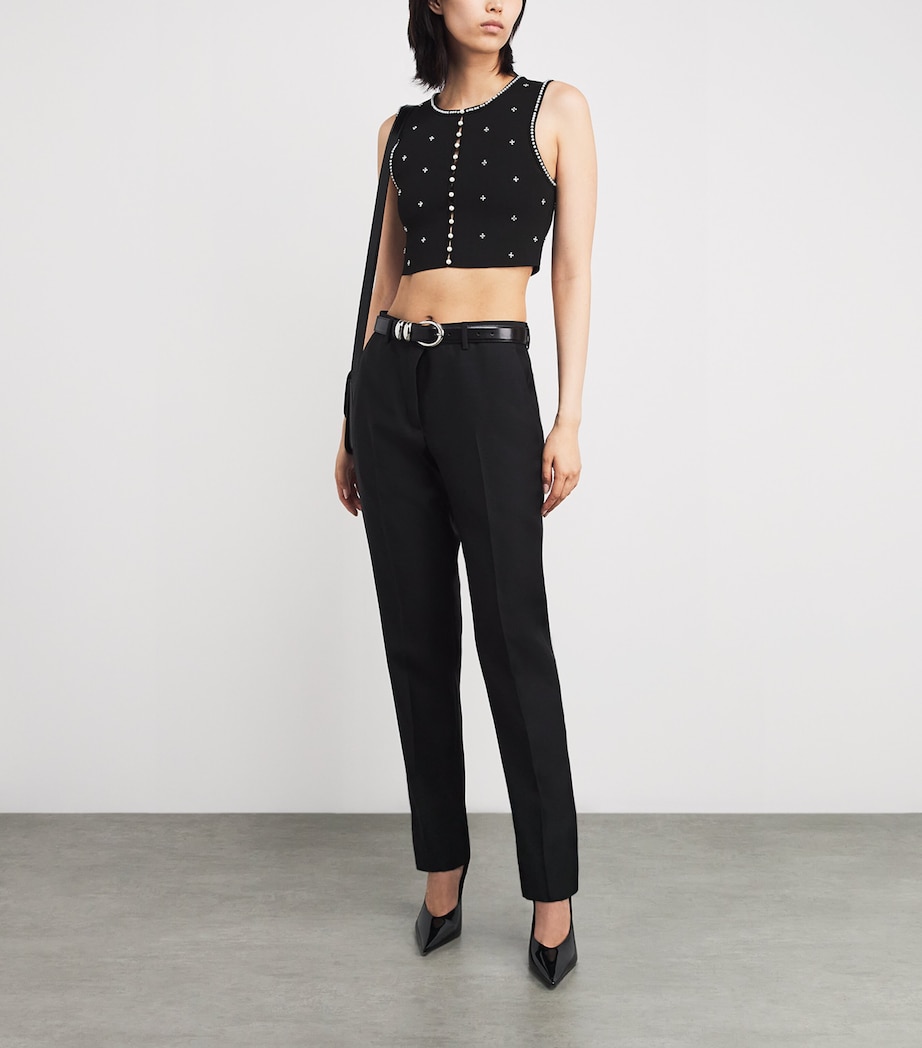 Knitted Embellished Crop Top BLACK Image 2