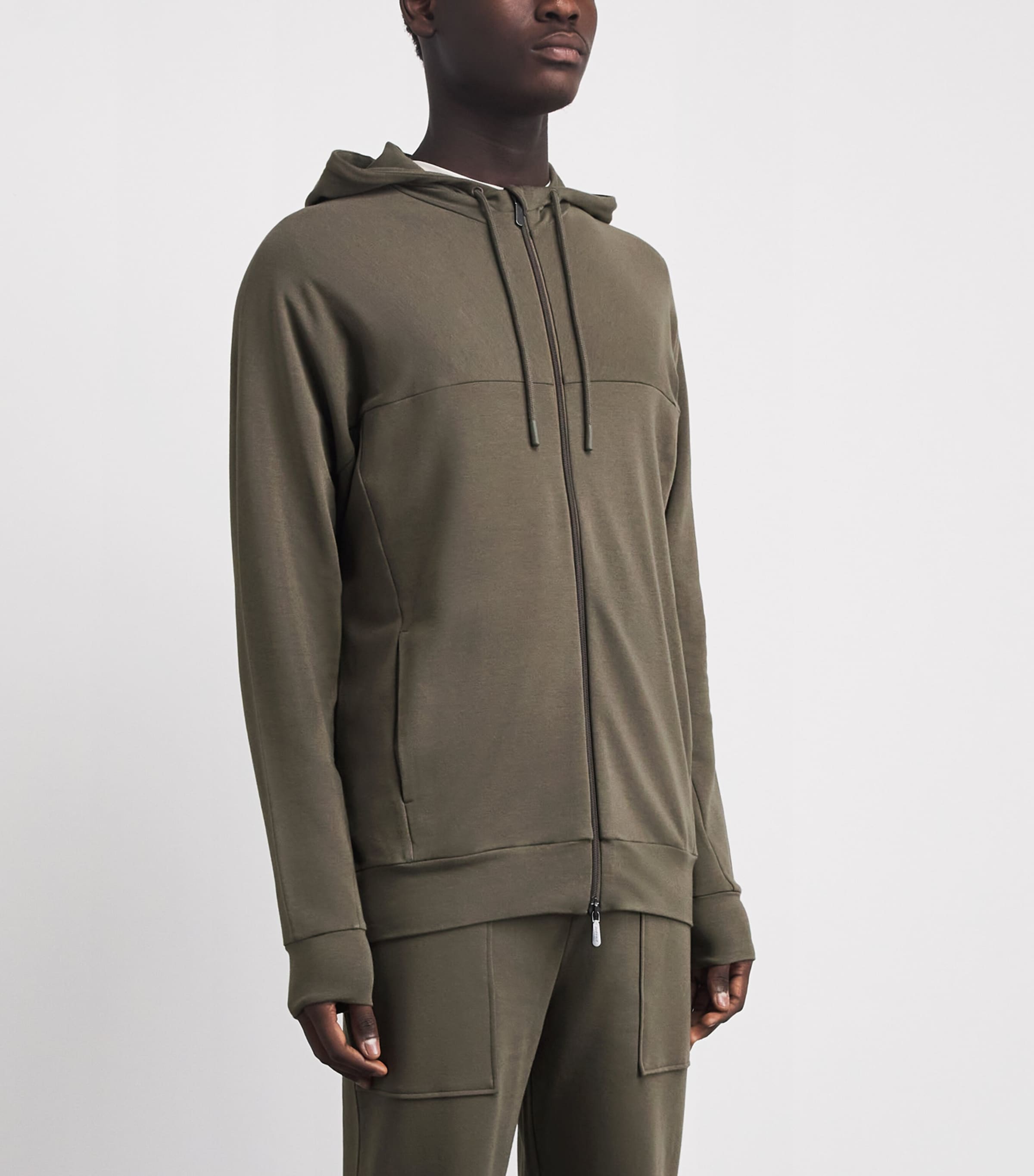 Zimmerli Mens Summer Lounge Hoodie Walnut Tree Image 4