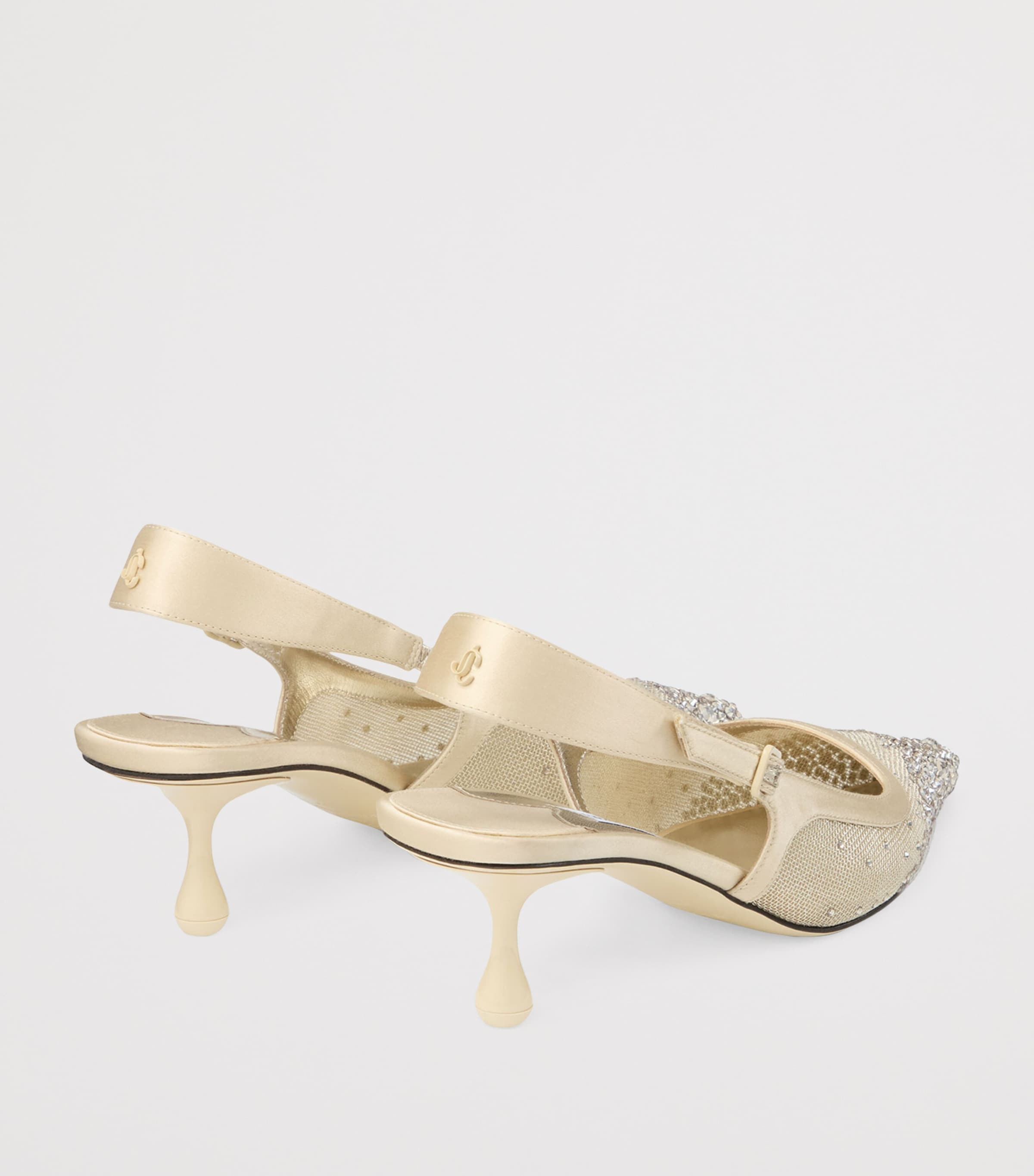 Amel 50 Crystal Mesh Slingback Pumps LIGHT SOFT GOLD/CRYS Image 3