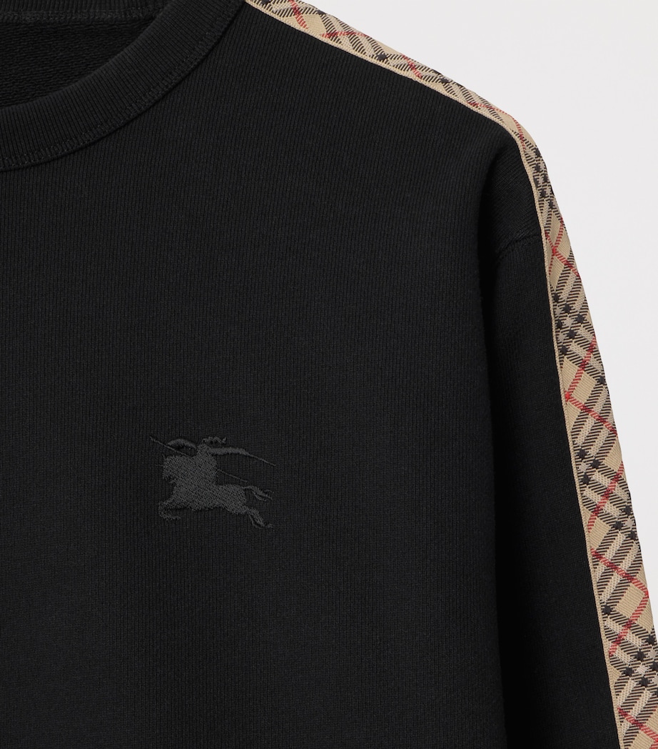Cotton Check-Trim Sweatshirt BLACK Image 4