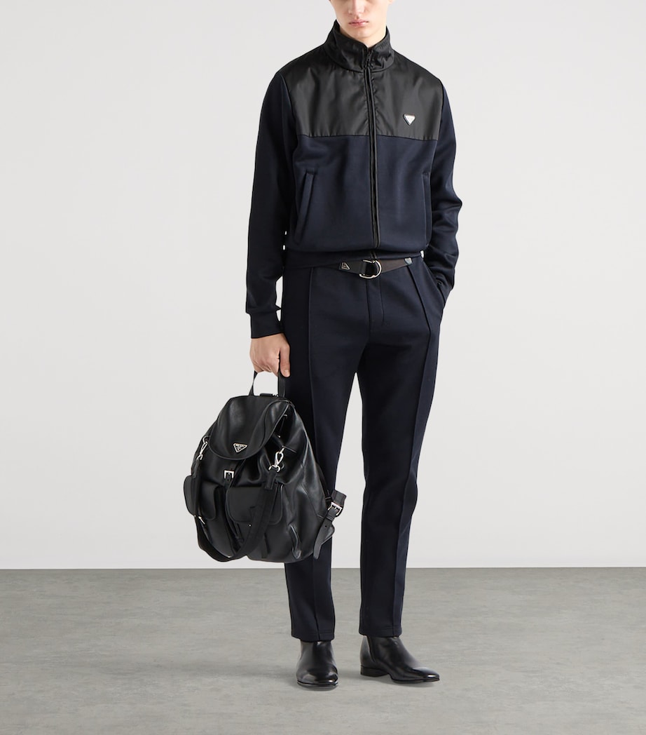 Prada Mens Cotton-Blend Fleece Bomber Jacket Image 2
