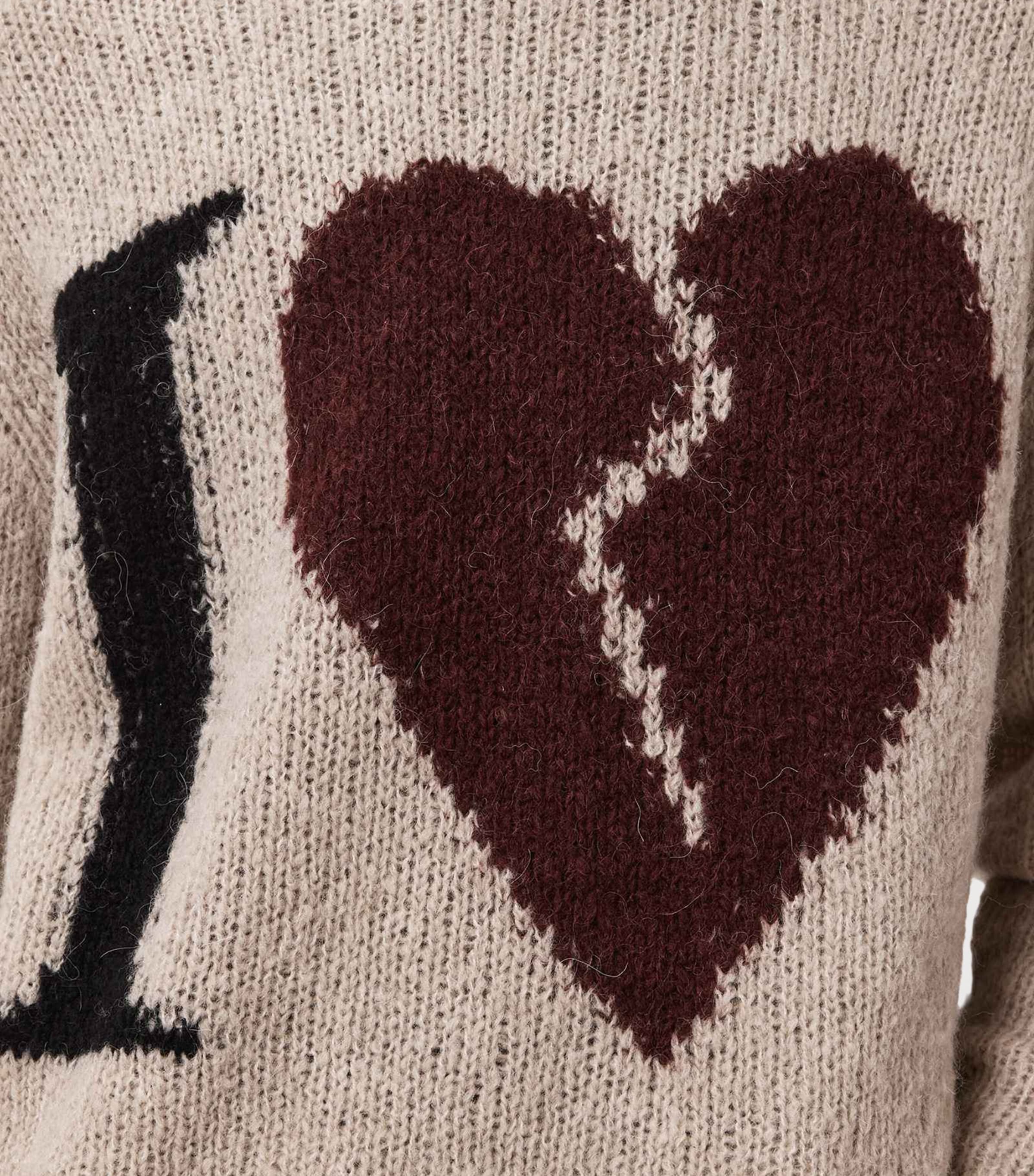 AllSaints Mens Wool-Blend Lover Sweater Pebble Brown Image 8