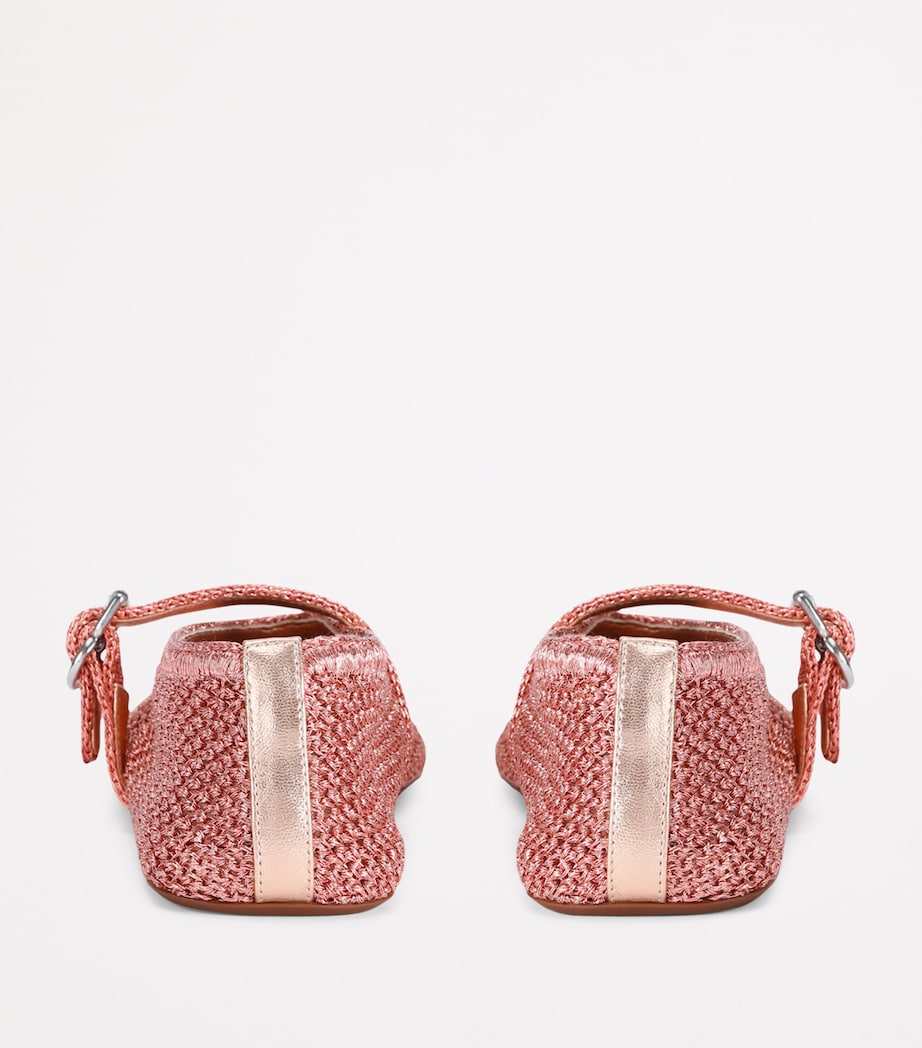 Lurex Crochet Ballet Flats PALE PINK Image 3