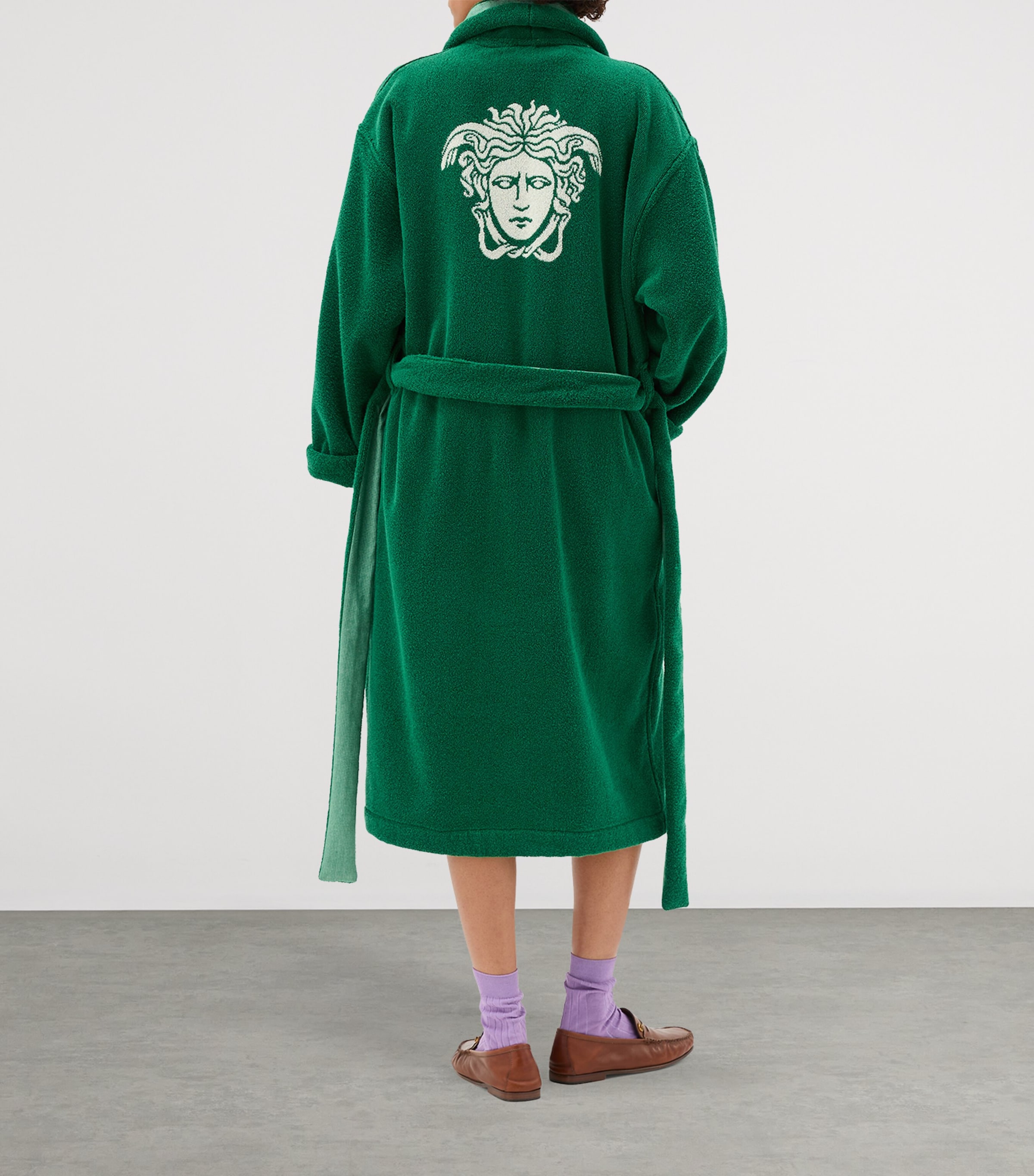 Versace Cotton Medusa Robe (XL) Green/white Image 3