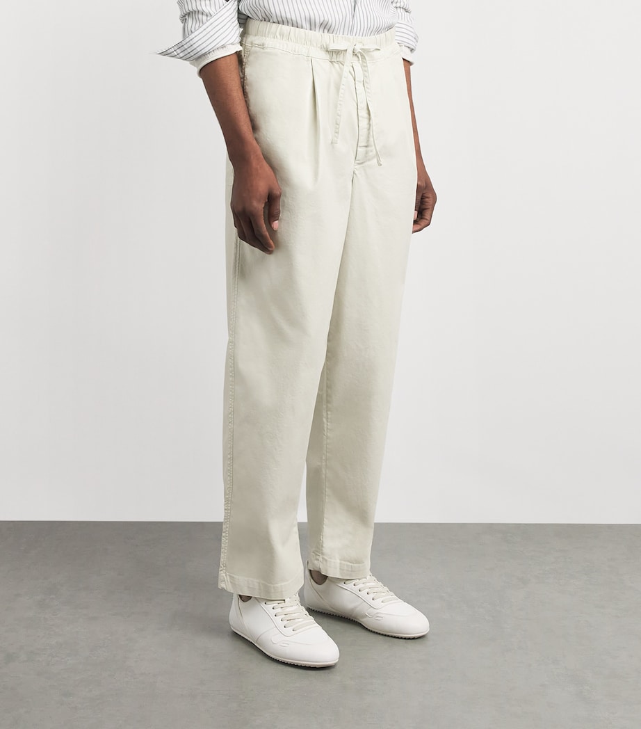 Officine Generale Mens Cotton-Blend Drawstring Peterson Trousers Moon Image 4