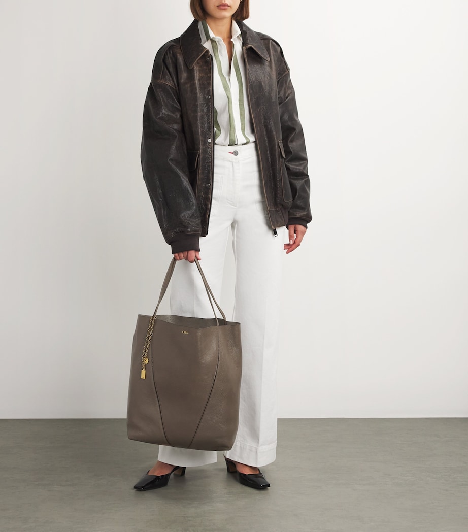 Large Calfskin Spin Tote Bag FLANNEL GREY Image 2