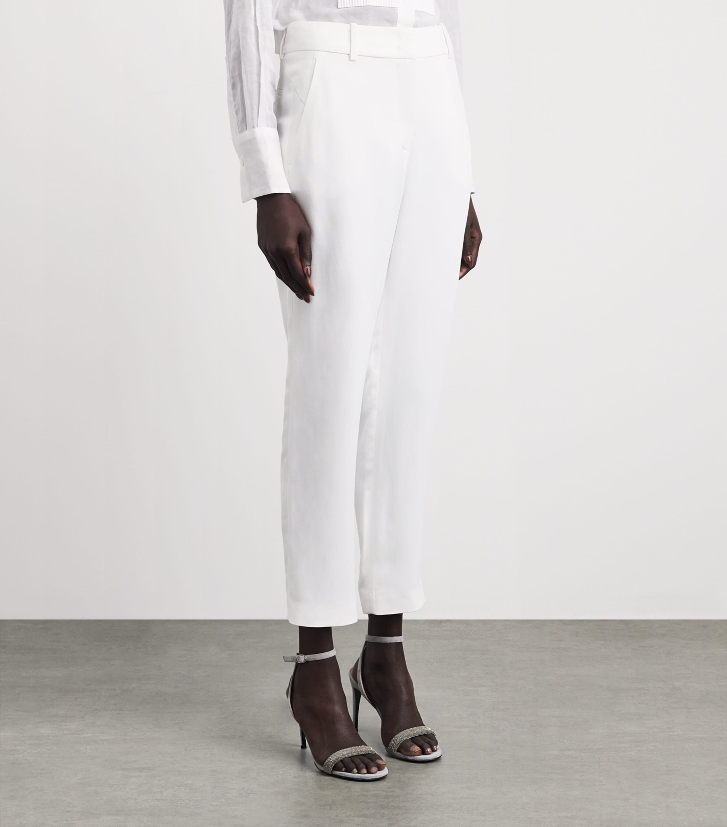 Eleventy Womens Wool-Blend New York Trousers Bianco Image 4