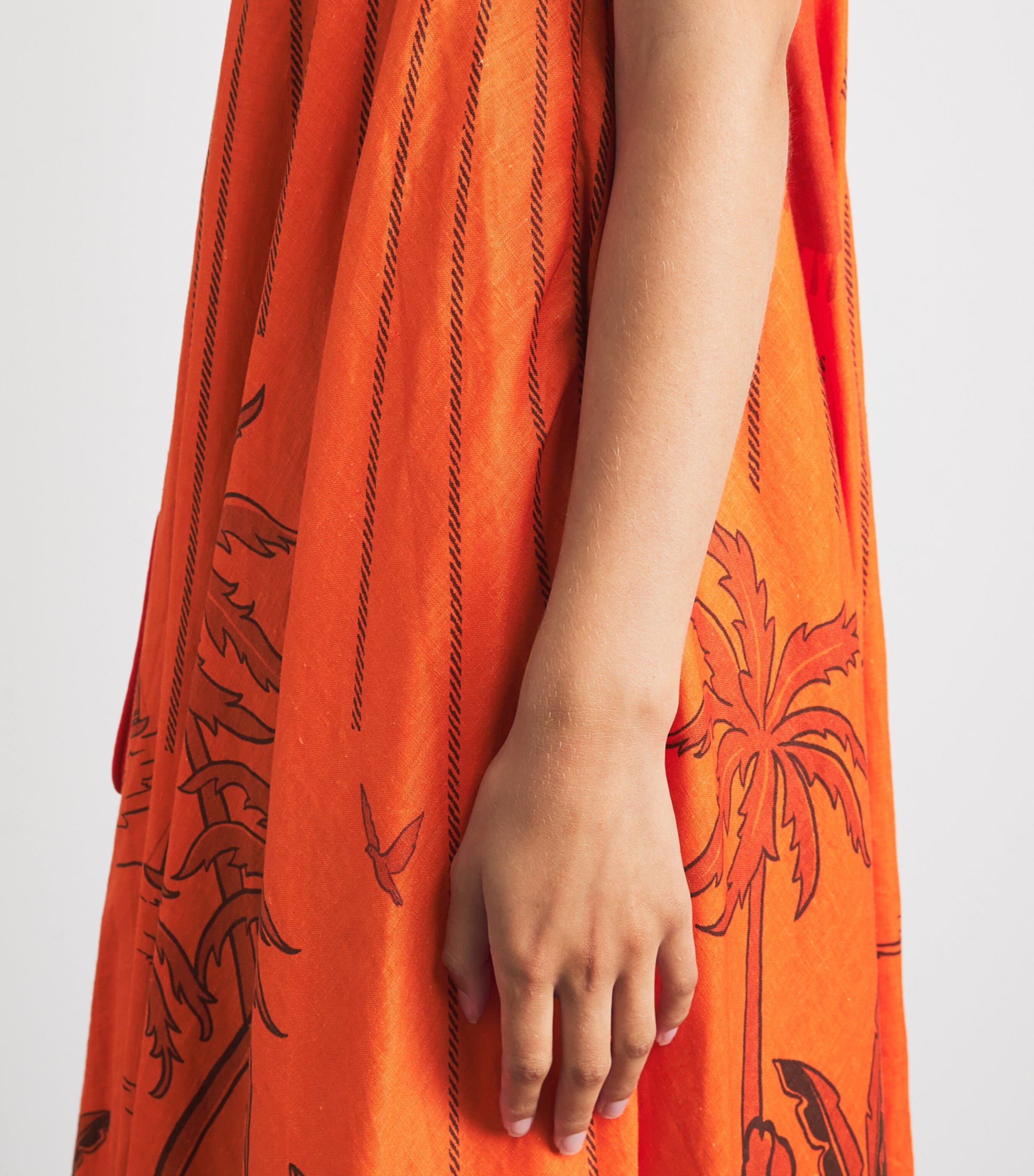 ALEMAIS Womens Linen Boathouse Shift Dress Orange Image 3