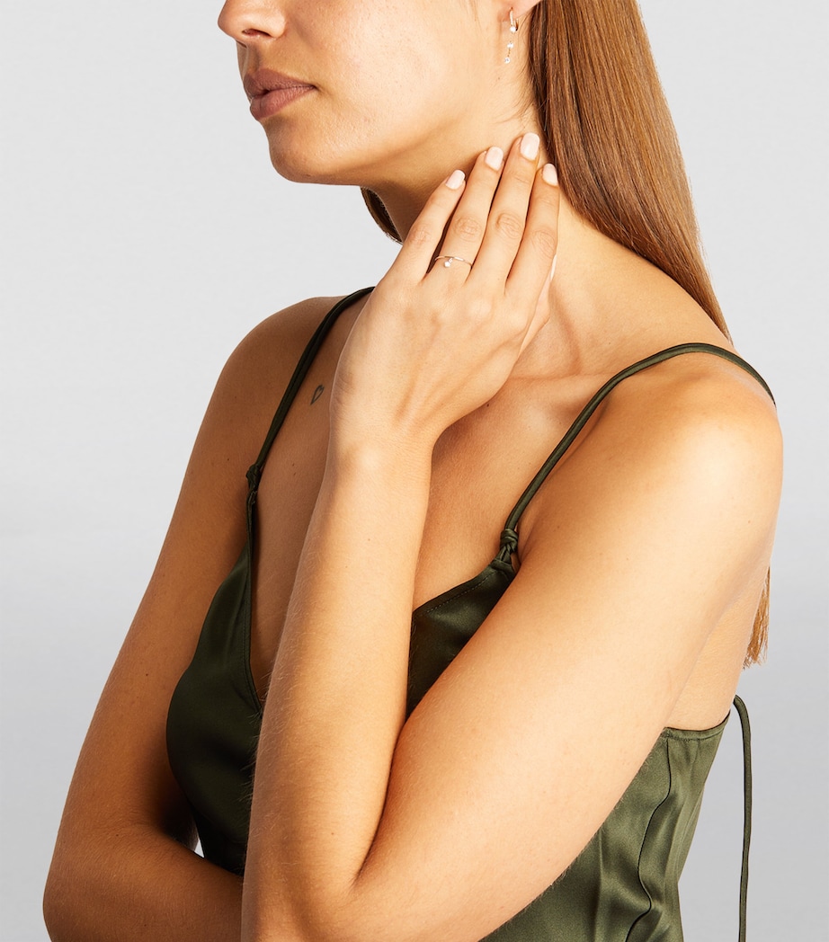 Yellow Gold and Diamond Piercing Drop Chain Single Huggie Earring YELLOW GOLD Image 5