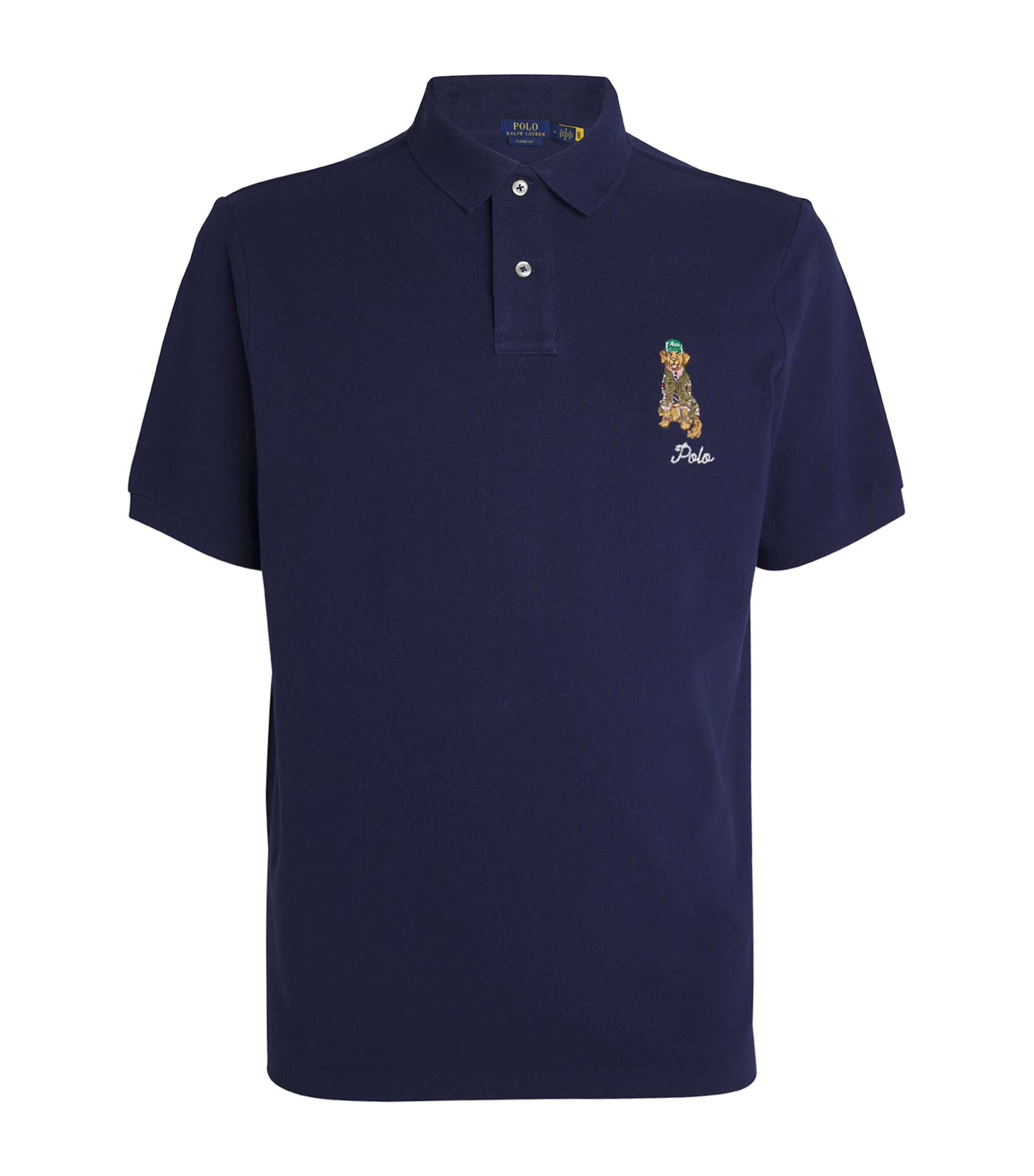 Polo Ralph Lauren Mesh Dog-embroidered Polo Shirt In Navy