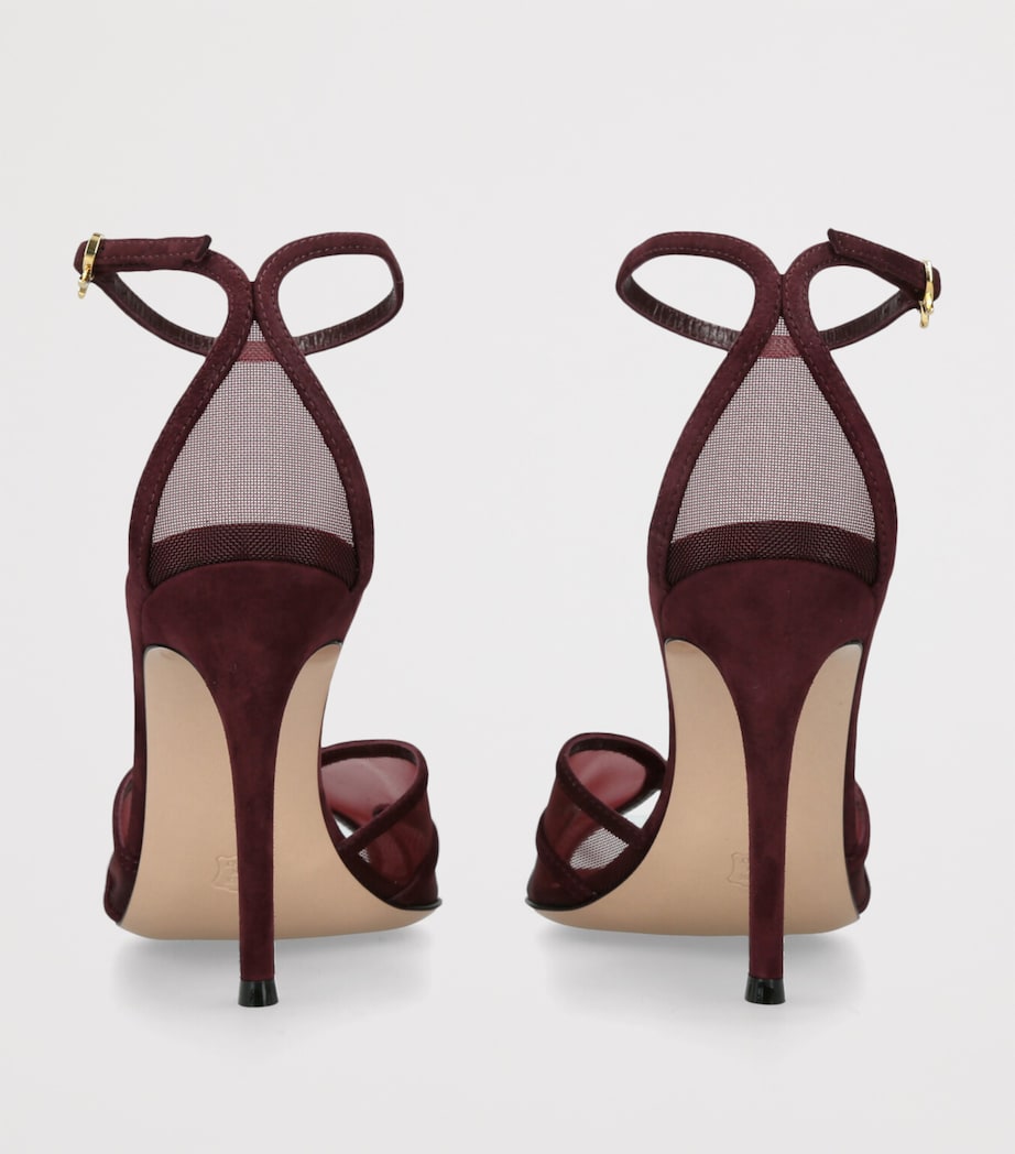 Suede-Mesh Peep-Toe Sandals 100 BROWN Image 2