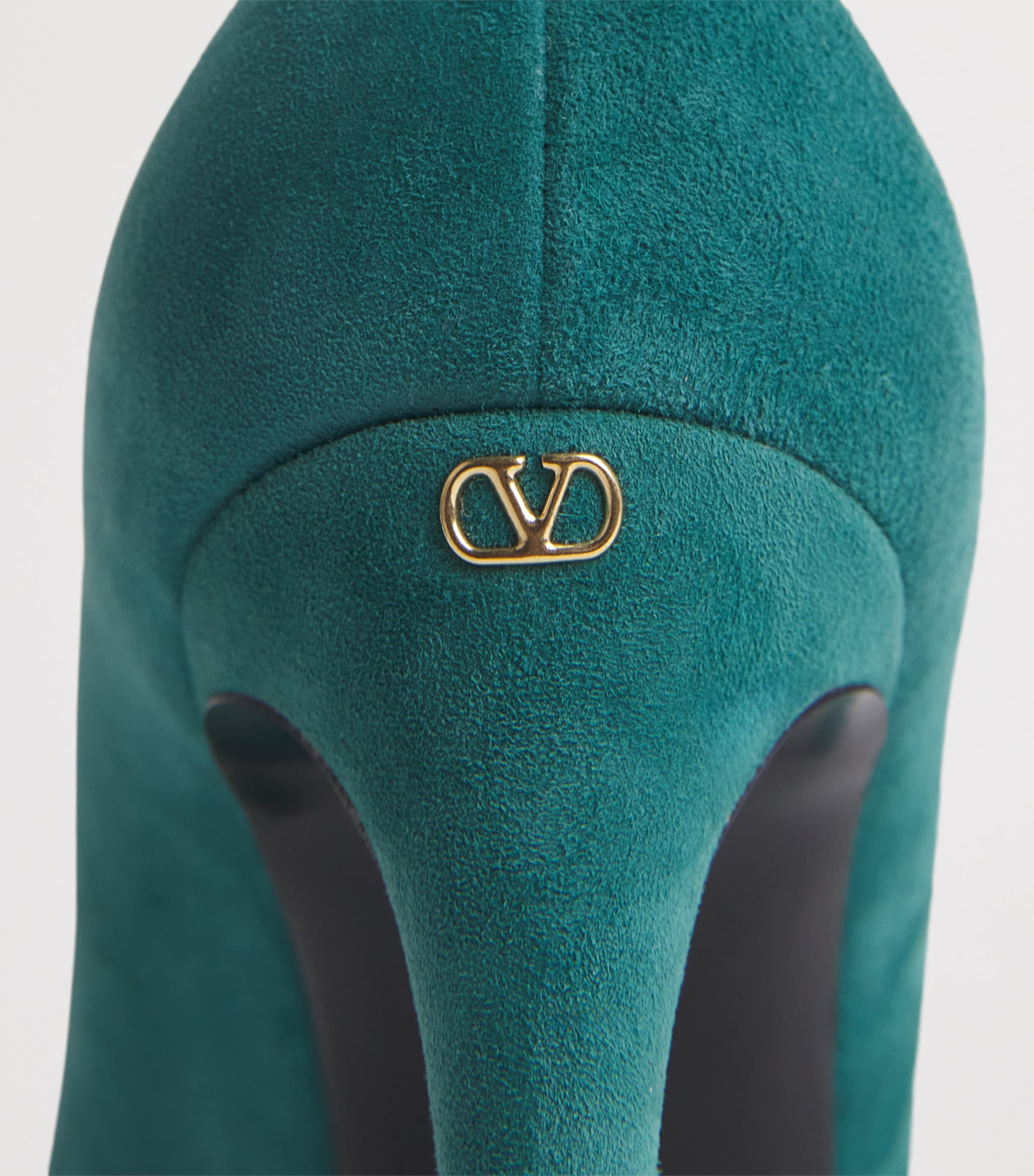 Valentino Garavani Suede Open-Toe Révélé Pumps 105 Teal Image 7