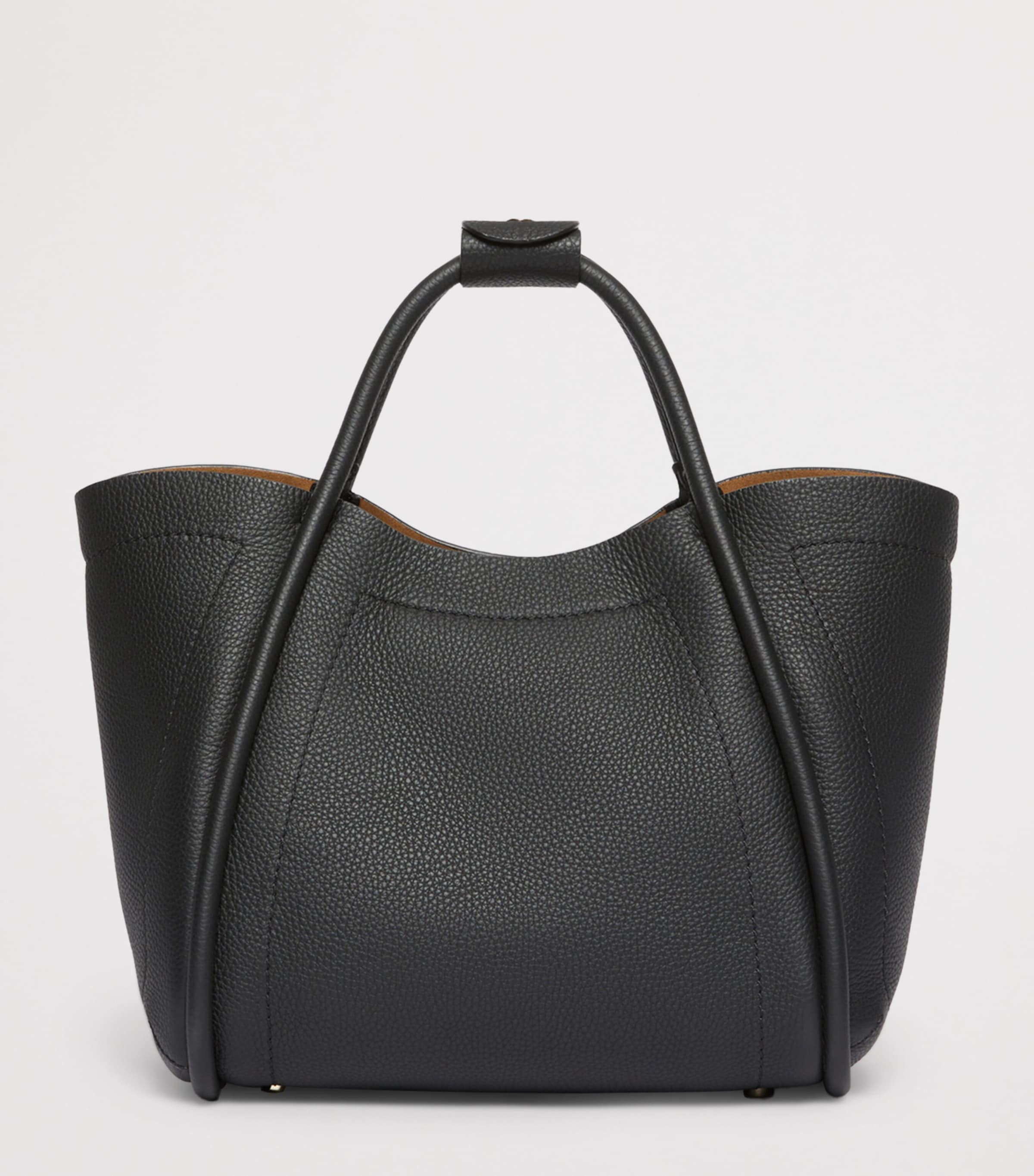 Max Mara Small Leather Marine Top-Handle Bag Black Image 4