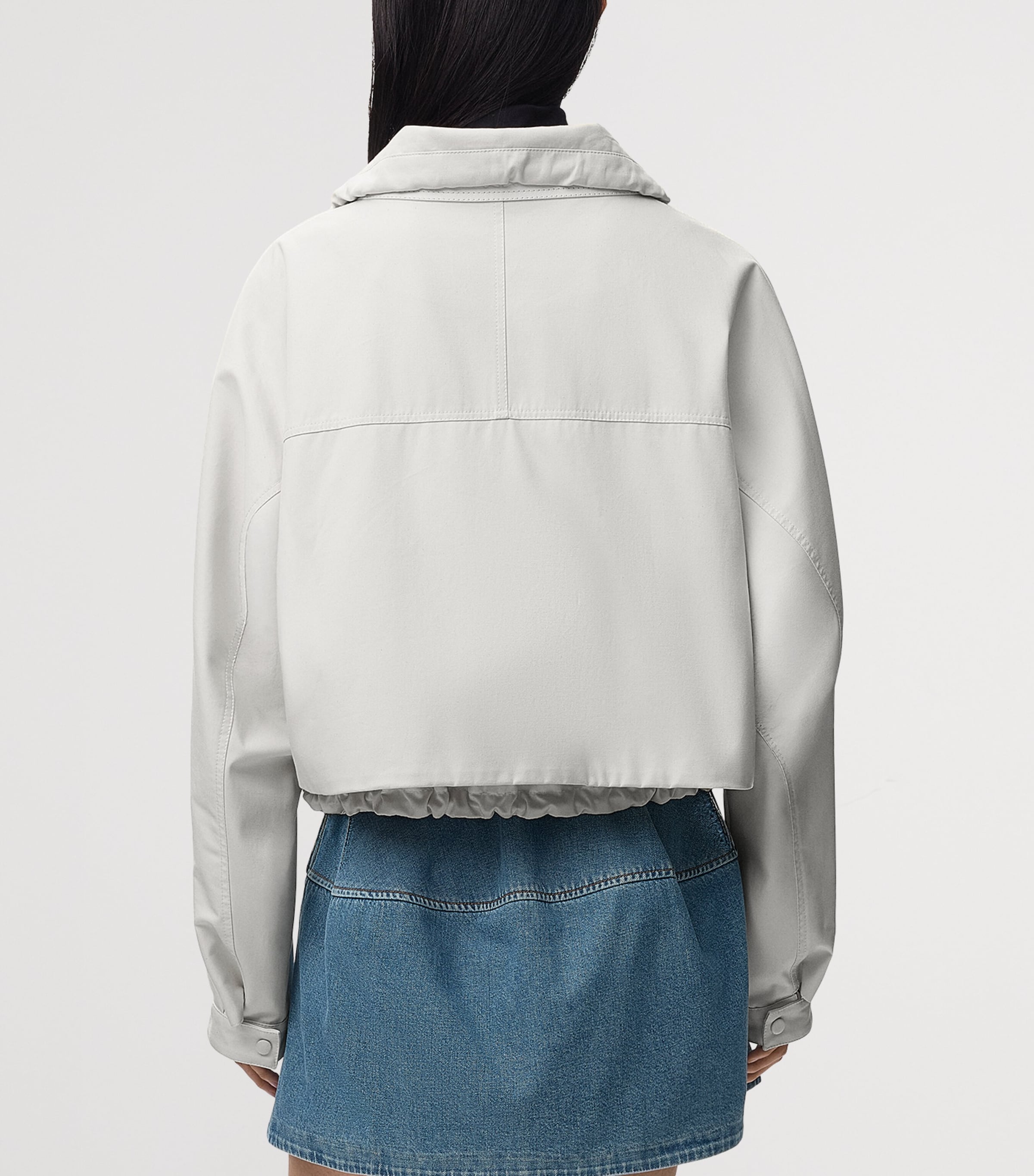 LOEWE Womens Cotton-Silk Bomber Jacket Ivory Image 4