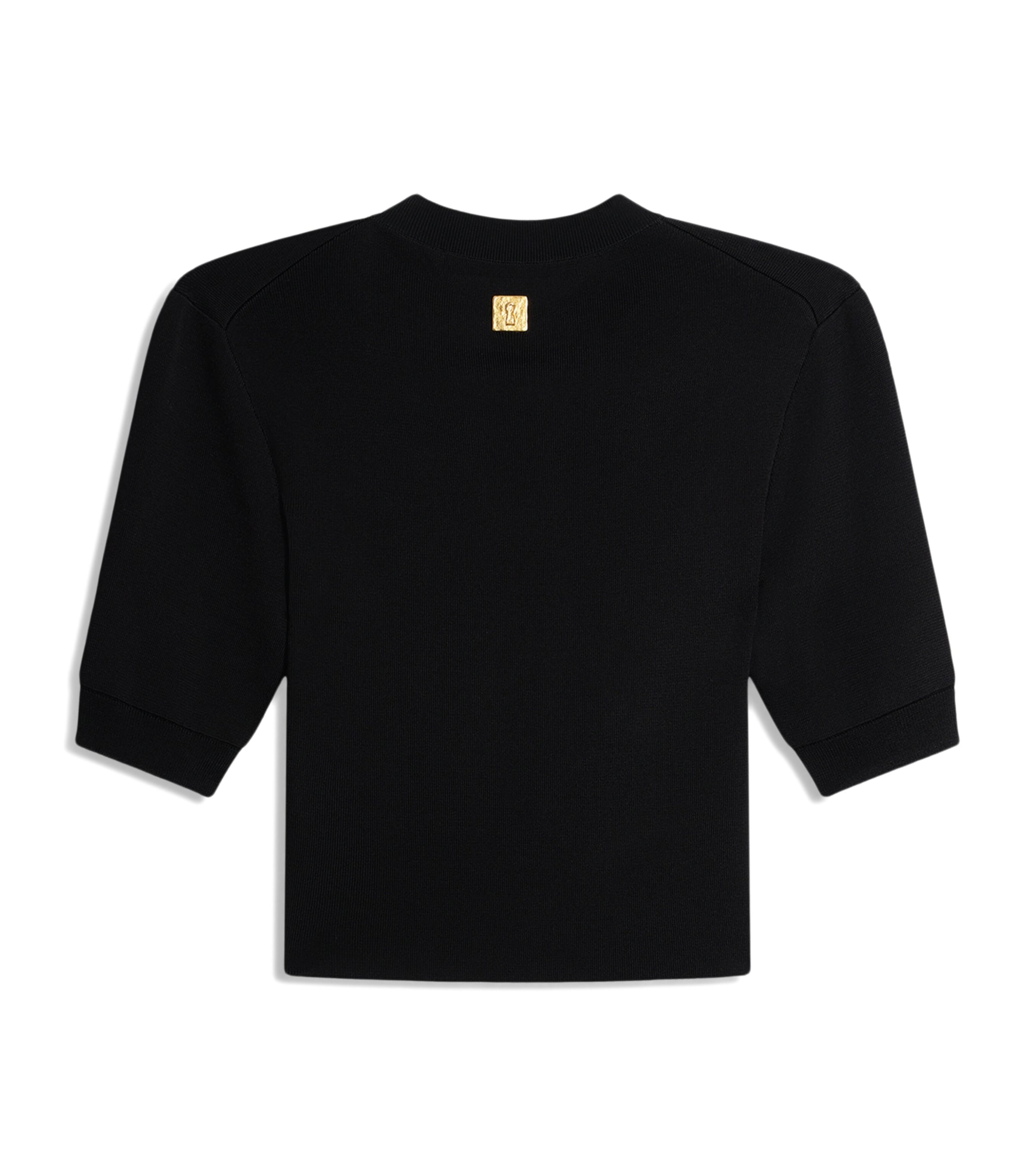 Schiaparelli Womens Knitted Keyhole Cropped T-Shirt Black Image 4