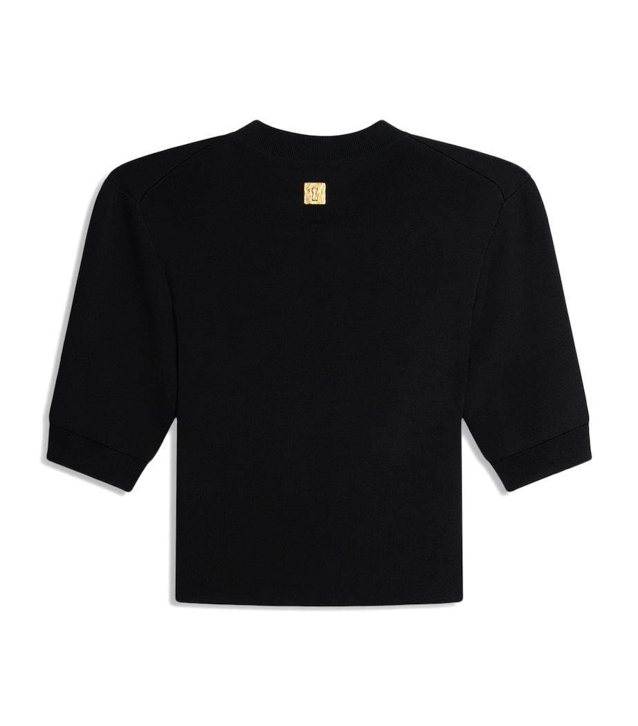Schiaparelli Womens Knitted Keyhole Cropped T-Shirt Black Image 4