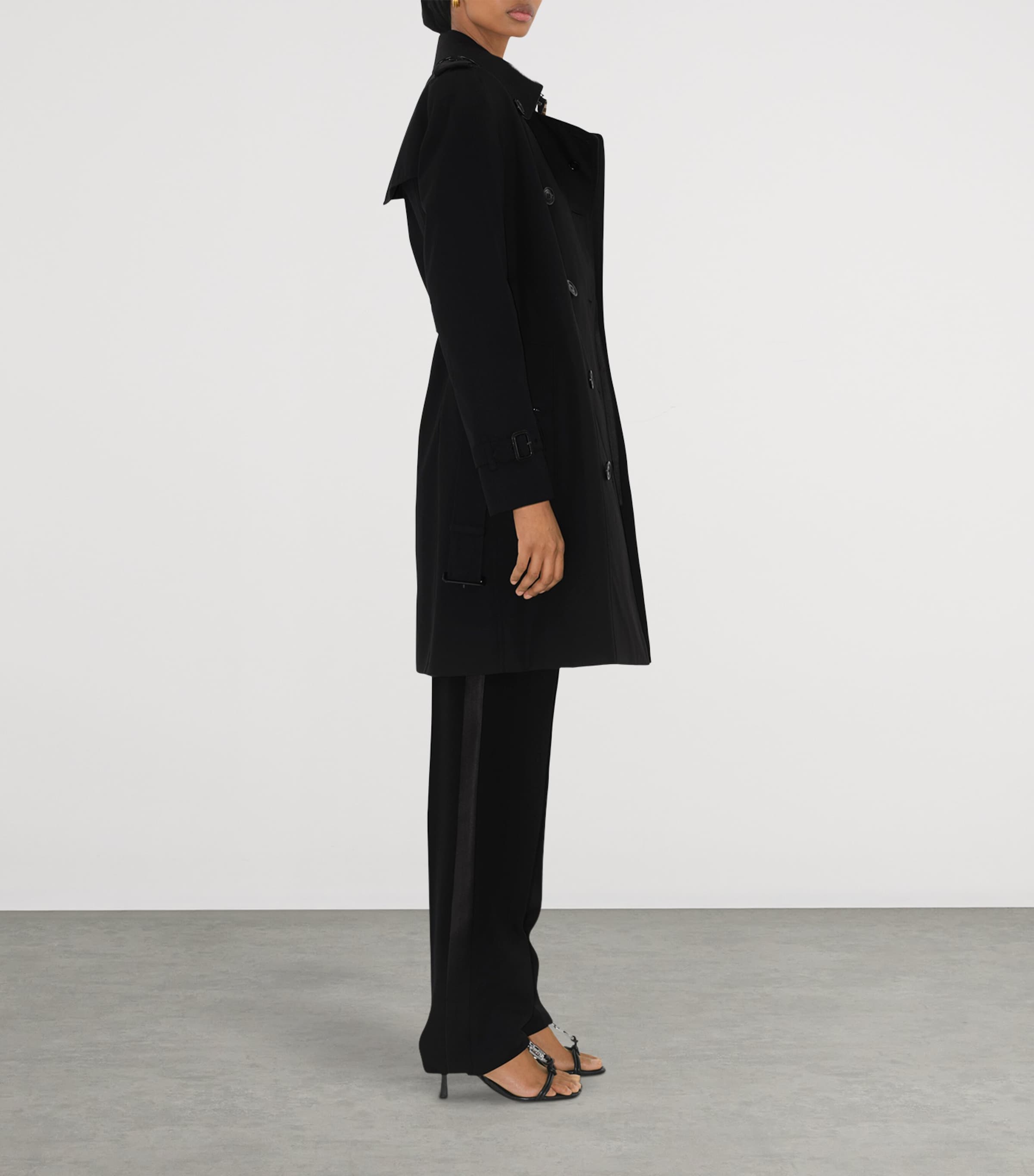 Cotton Mid-Length Chelsea Trench Coat BLACK Image 3