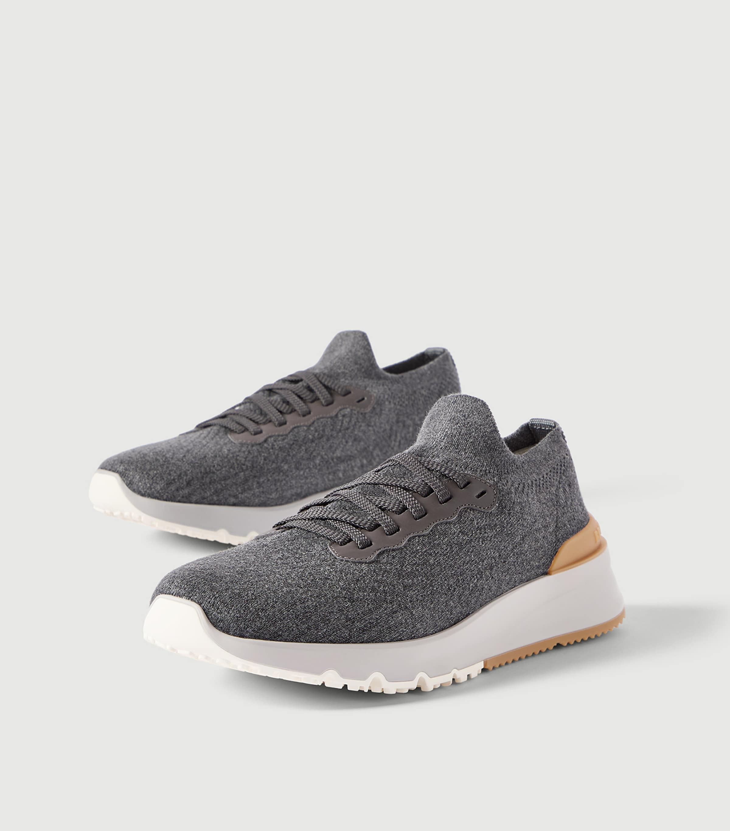 Brunello Cucinelli Chiné-Knit T-Sole Sneakers Image 6