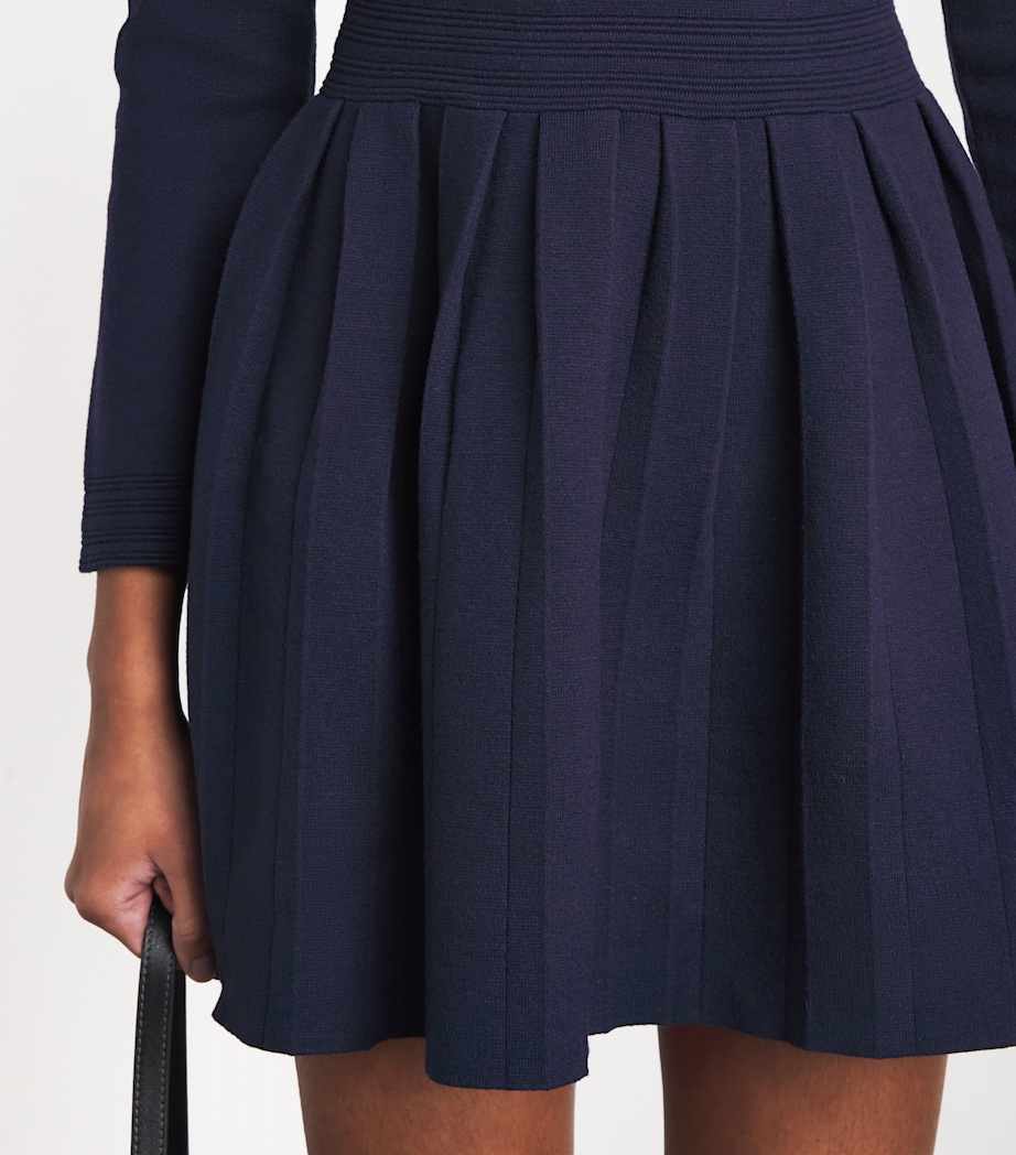 Sandro Paris Womens Knitted Mini Dress Navy Blue Image 3