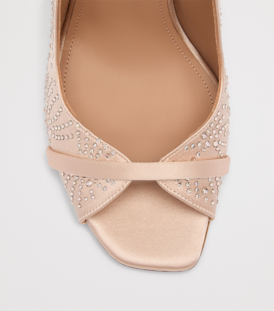 Malone Souliers Satin Crystal-Embellished Noah Heeled Sandals 90 Champagne Image 5
