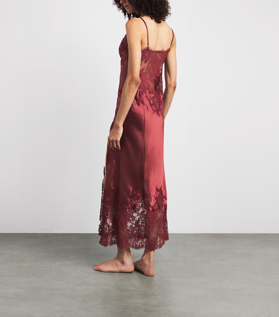 Marjolaine Womens Silk Floral Diane Long Dress Bourgogne Image 4