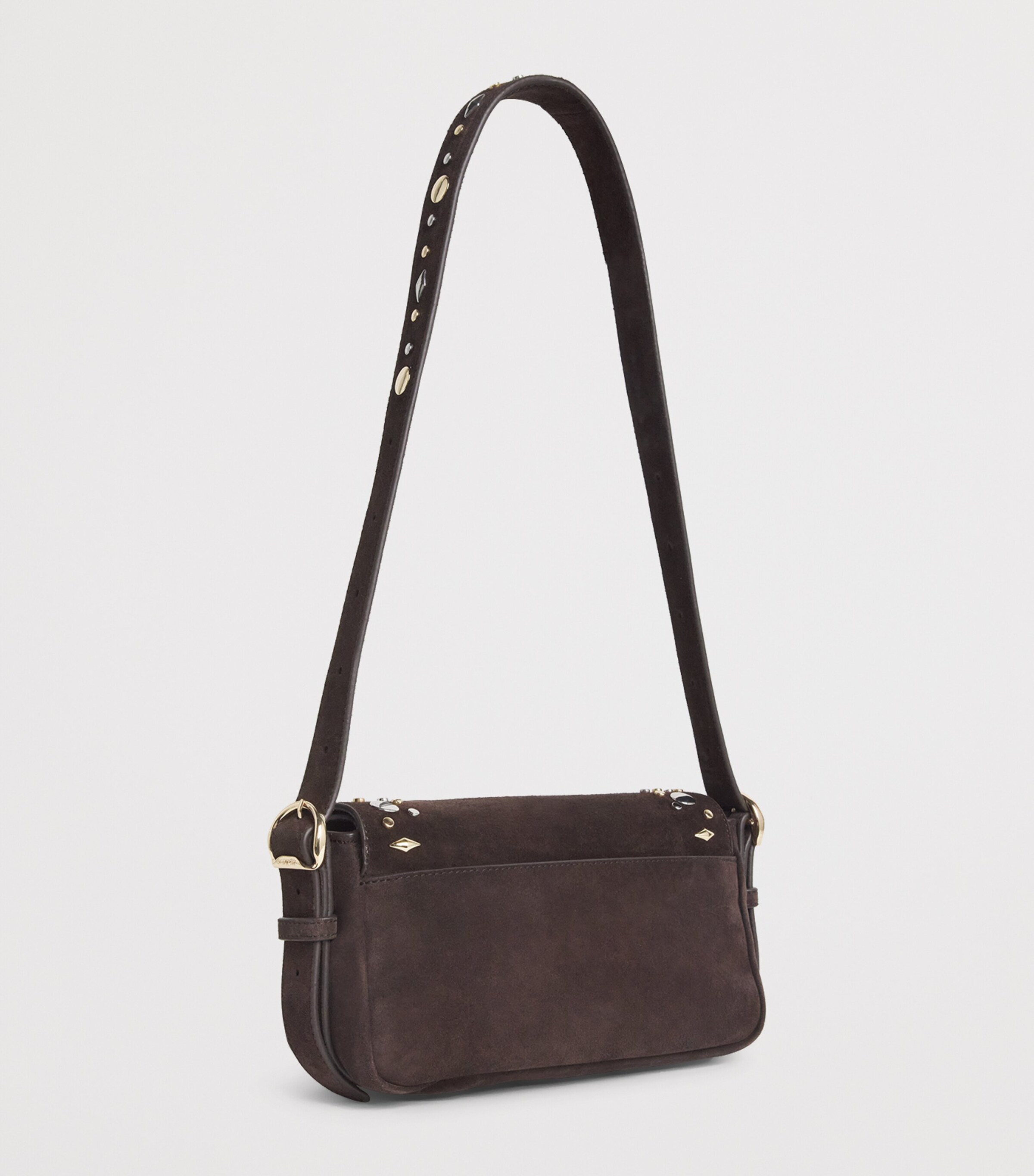 Sandro Paris Medium Suede Le Mambo Janys Shoulder Bag Black Brown Image 3