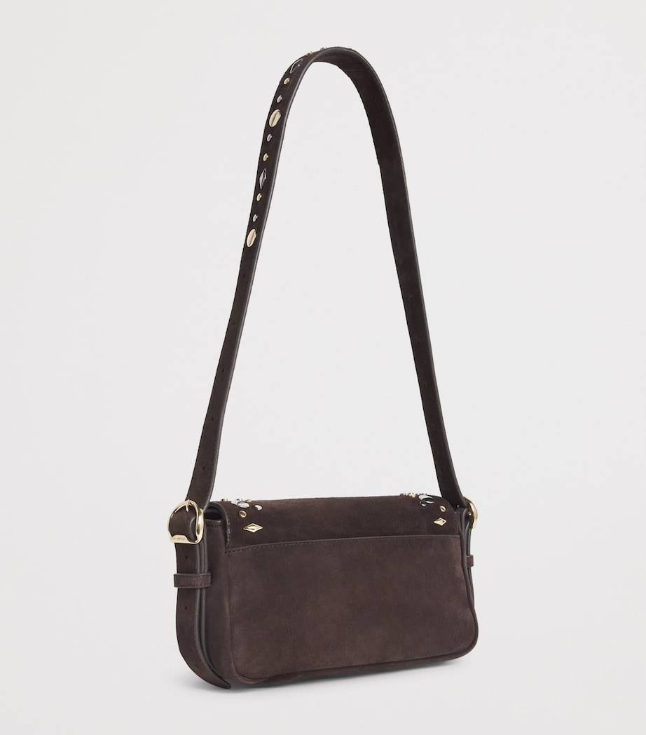 Sandro Paris Medium Suede Le Mambo Janys Shoulder Bag Black Brown Image 3
