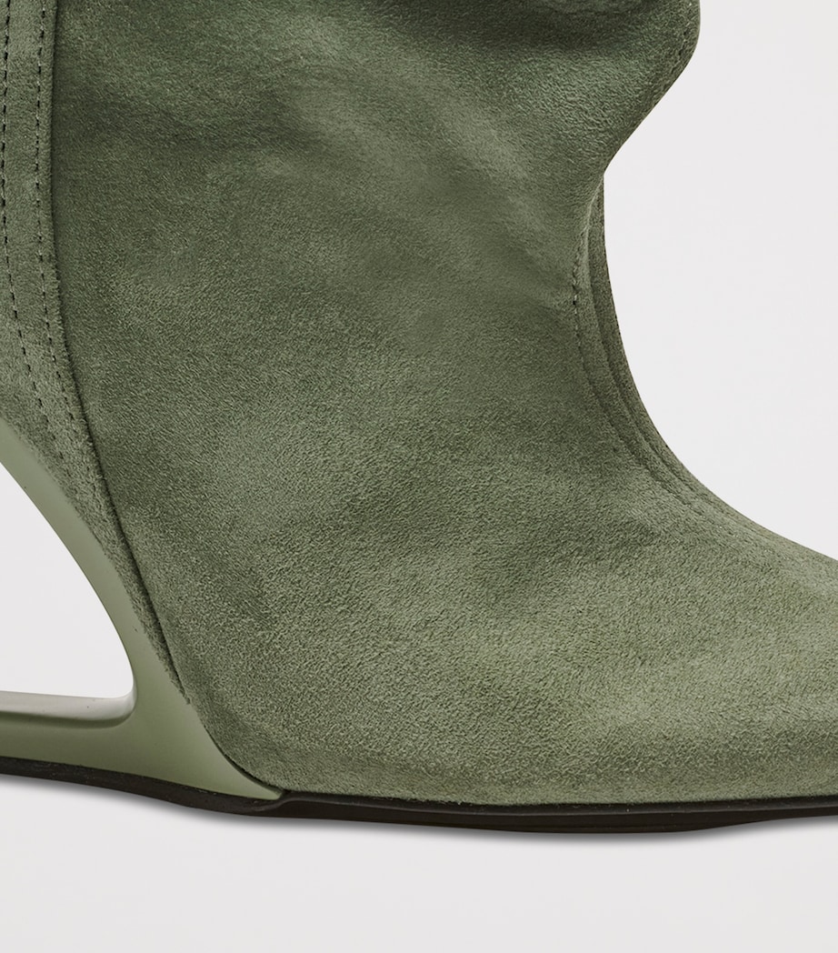 Balmain Suede No Wedge Ankle Boots 95 Faded Green Image 5