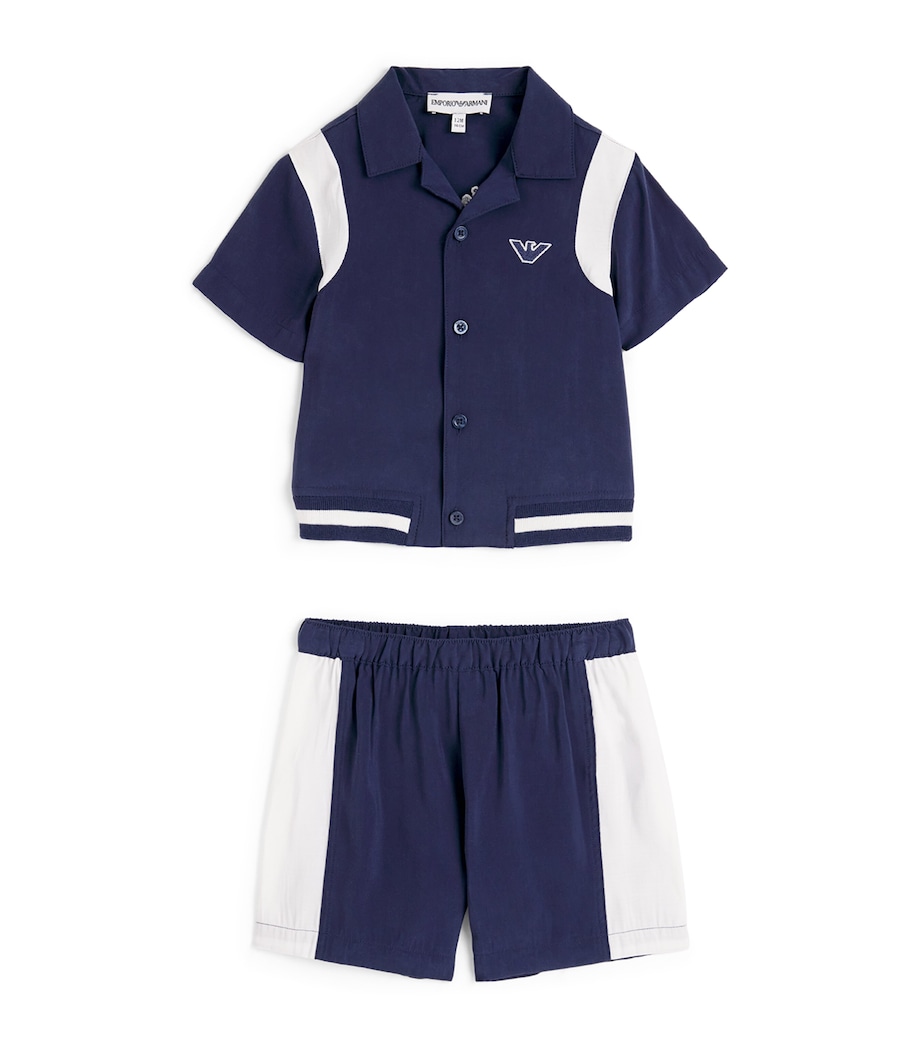 Emporio Armani Kids Logo Shirt and Shorts Set (3-36 Months) Dress Blues Image 1