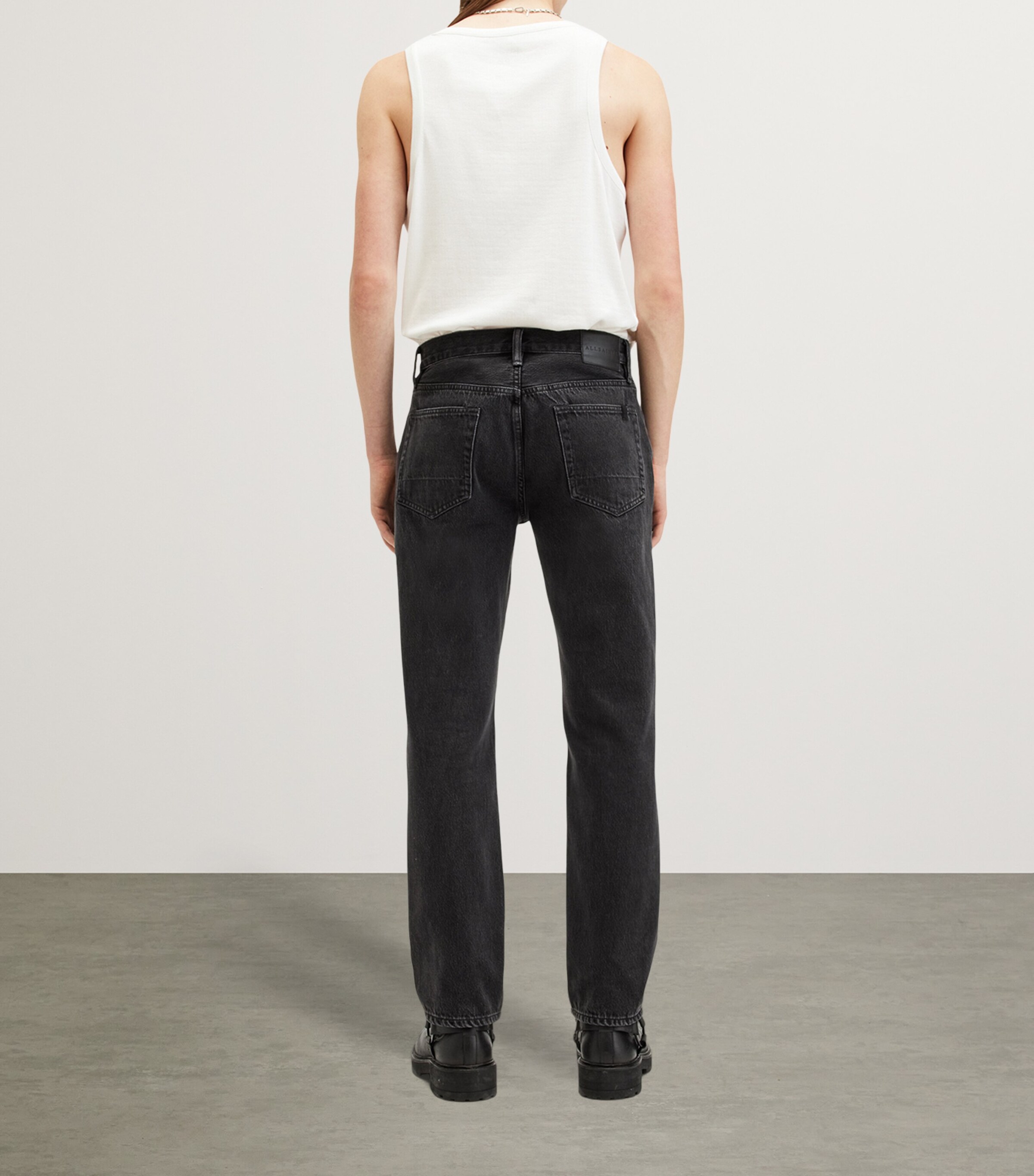 AllSaints Mens Reid Straight Jeans Black Image 4