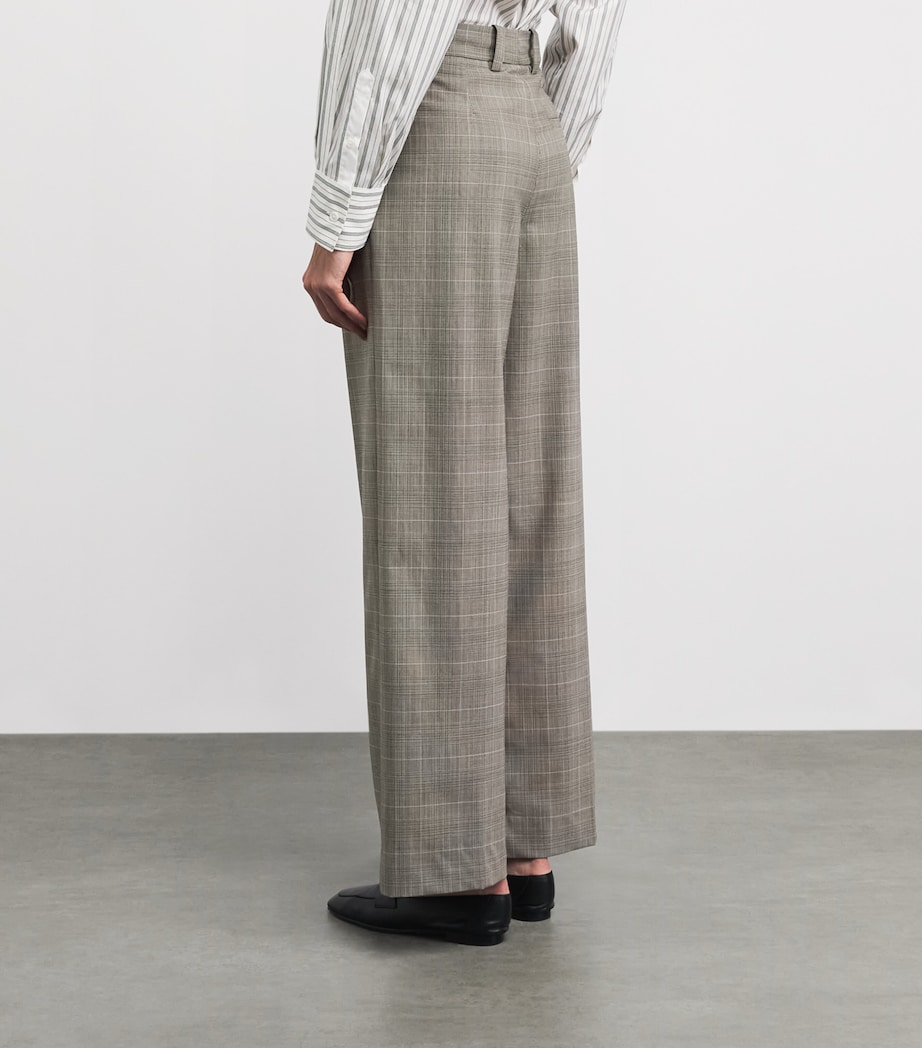Maje Womens Wool-Blend Check Tailored Trousers Grey Image 5