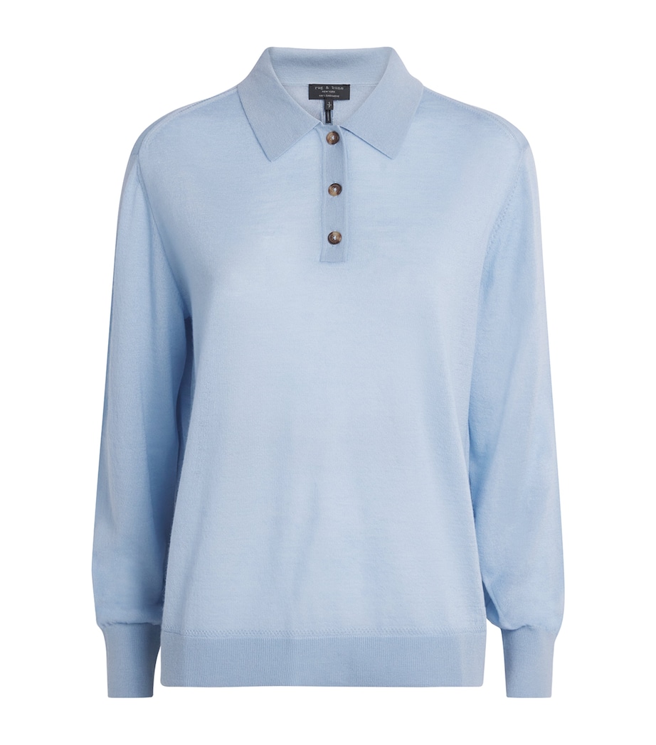 Cashmere Adeline Polo Sweater LBLUE Image 1