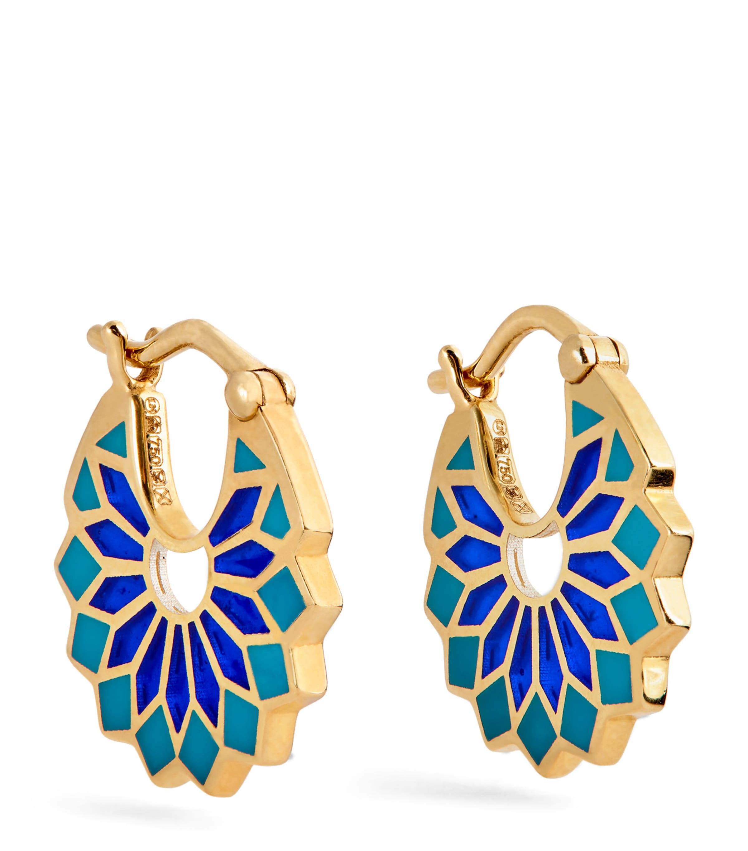 L'atelier Nawbar Mini Yellow Gold And Enamel Lady Sursock Earrings In Gray