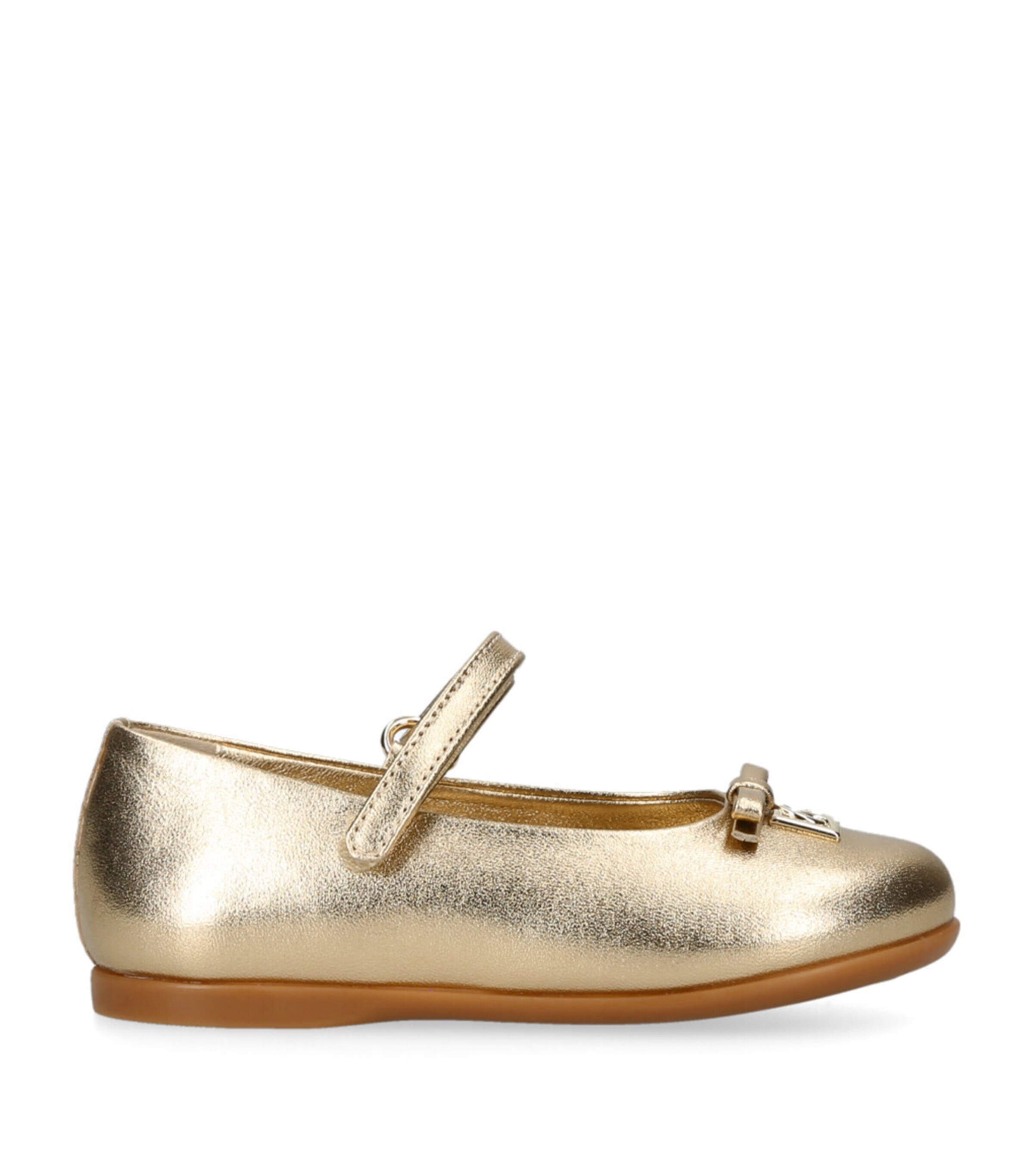 Dolce&Gabbana Kids Leather Metallic Mary Janes Gold Image 1