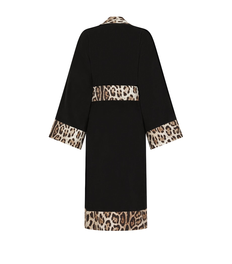 Terry Cotton Leopard Print Robe UL002 NERO LEOPARDO Image 2