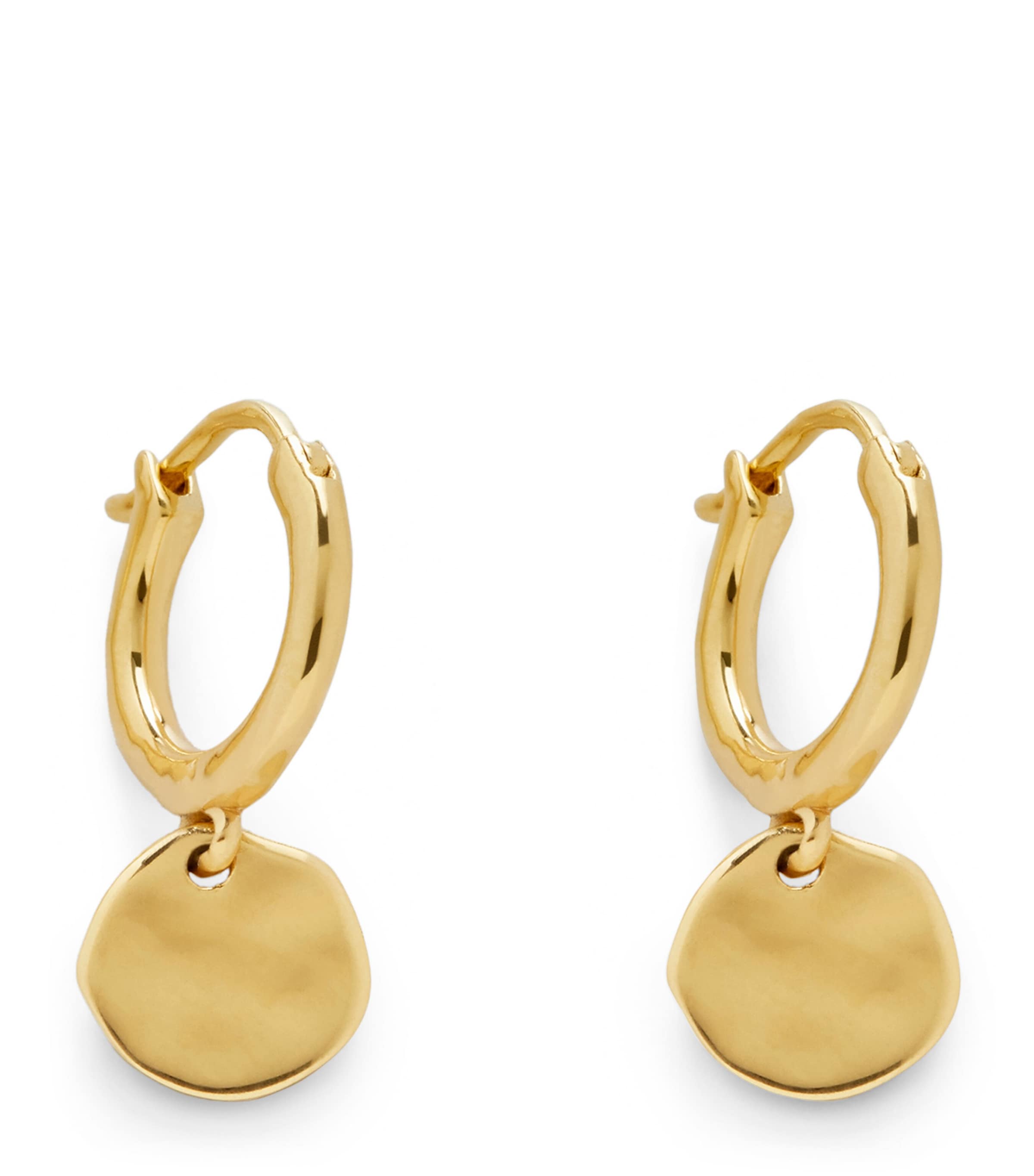 Monica Vinader Gold Vermeil Siren Muse Disc Huggie Earrings In Brown