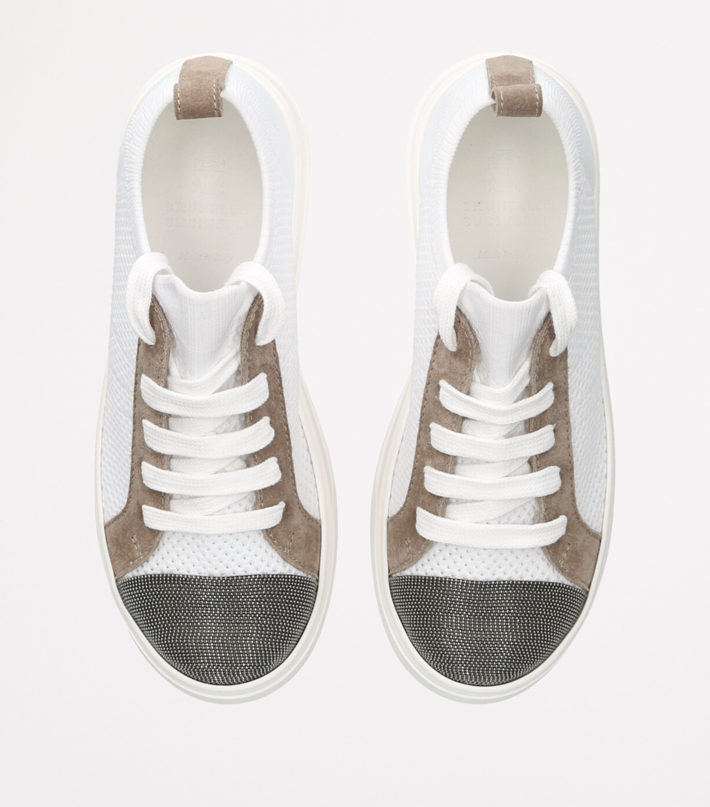 Brunello Cucinelli Kids Lace-Up Monili-Detail Sneakers White/oth Image 4