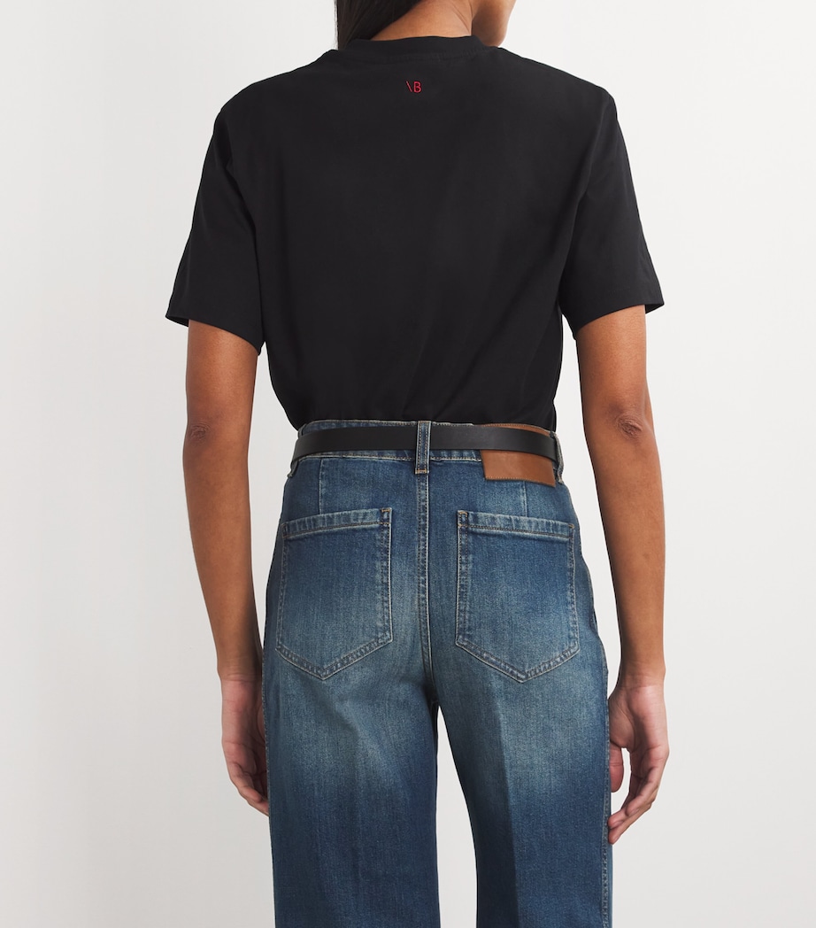 Leather B-Buckle Belt BLACK Image 3
