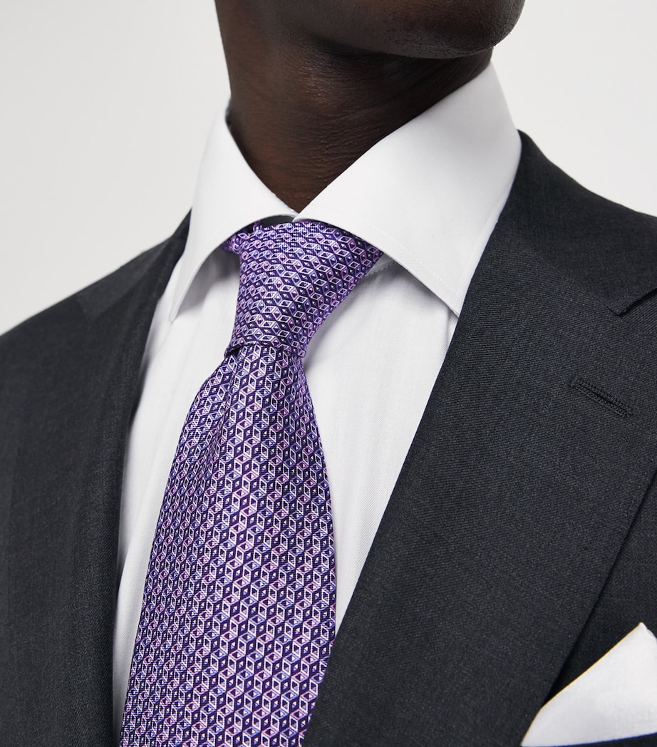 Silk Geometric Tie MID PURPLE Image 2