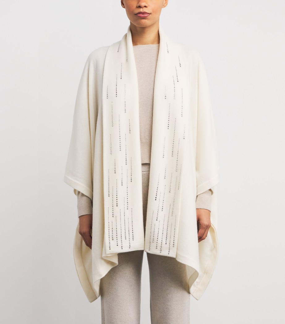 Cashmere Embellished Carmen Cape WINTER WHITE/SI Image 3