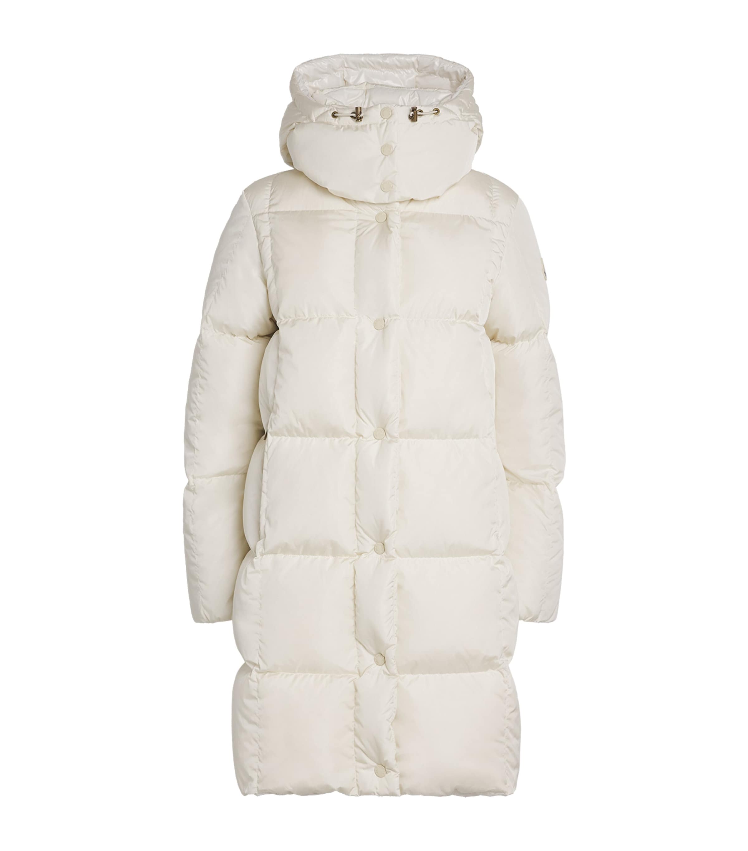 Moncler Water-repellent Down Litte Long Coat In White