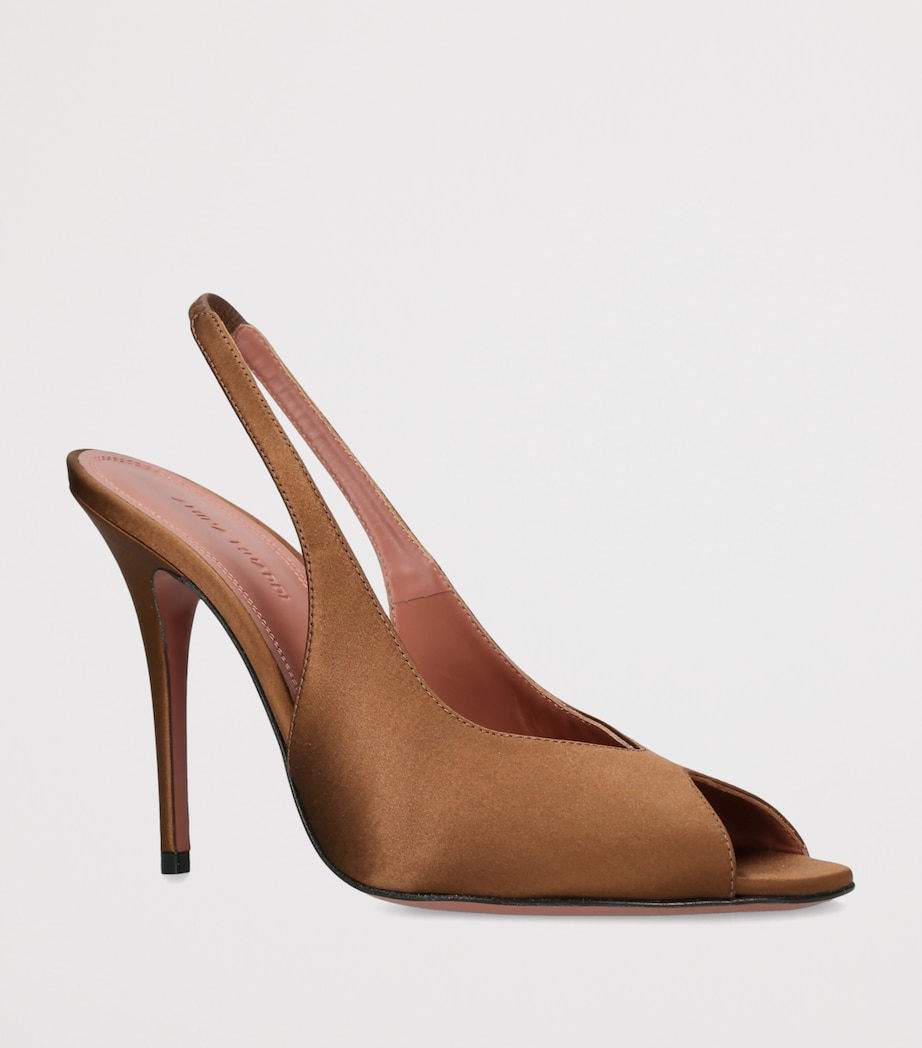 Amina Muaddi Satin Kristina Slingback Sandals 105 Brown Image 3