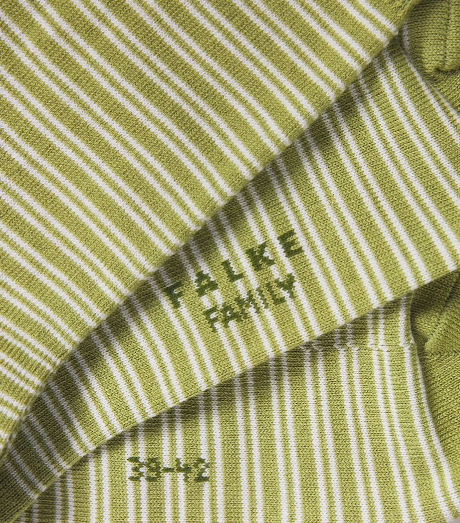 Falke Mens Cotton-Blend Stripe Family Socks Ferngreen Image 2
