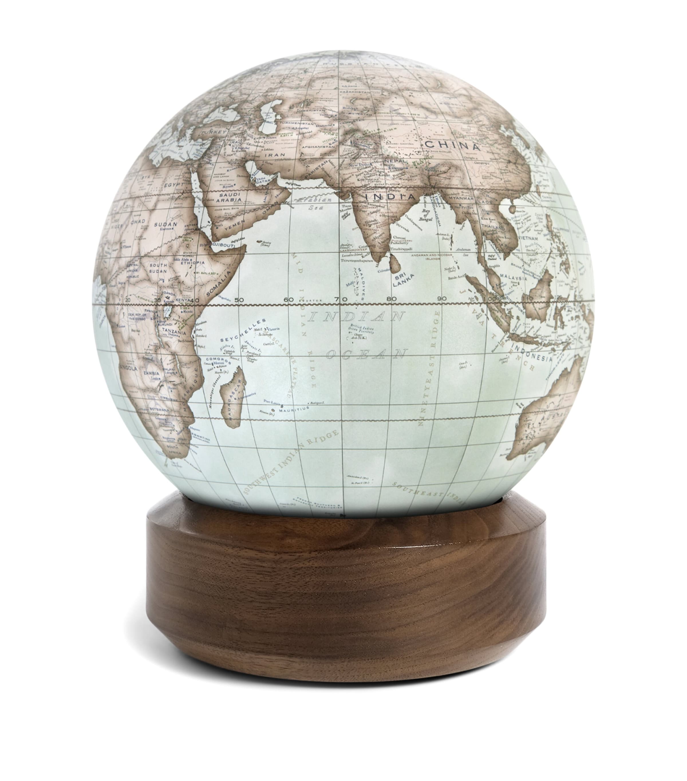 The Walnut Standard Desk Globe (22cm) MINT GREEN/ WALNUT Image 2