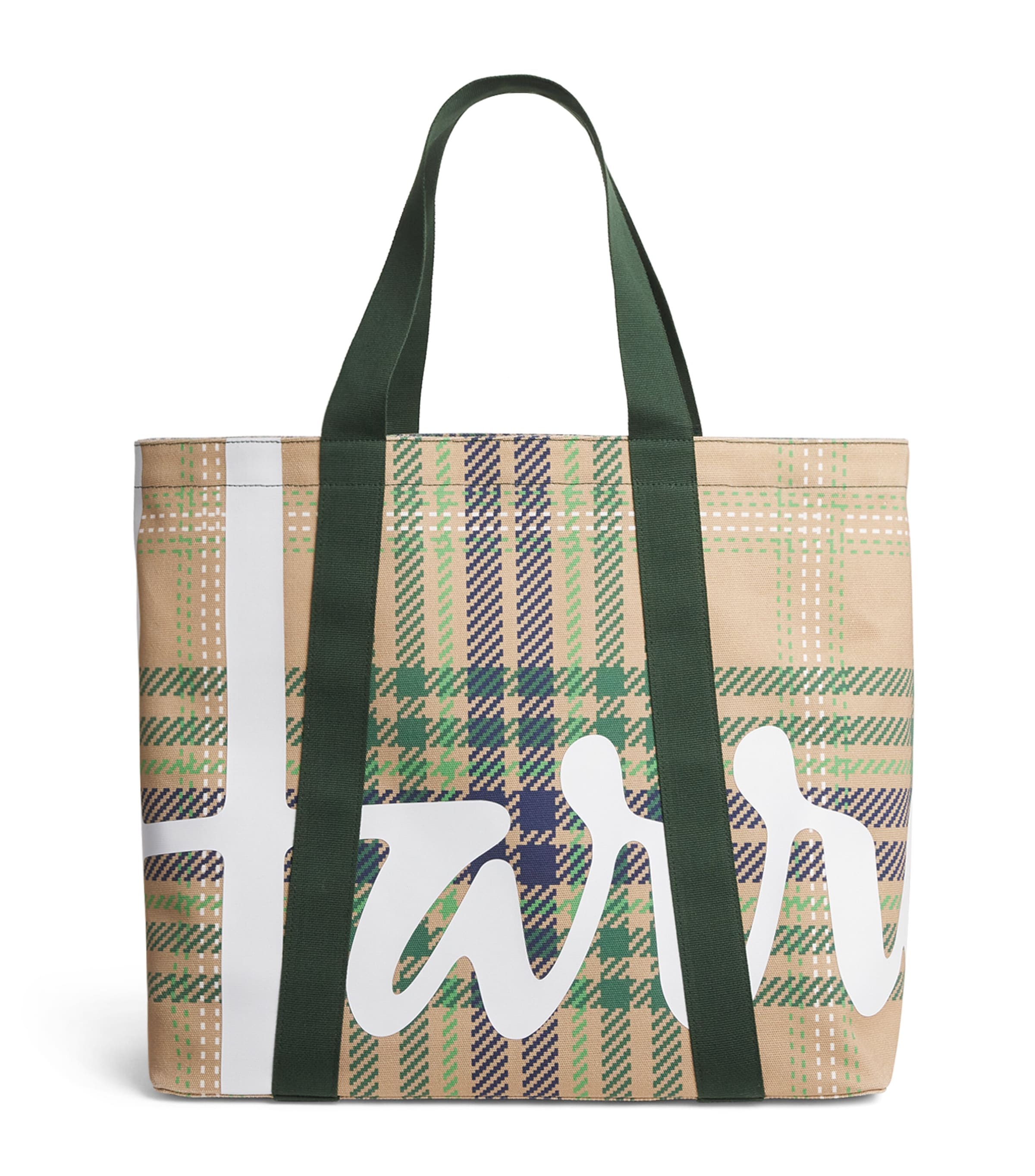 Harrods Large Tartan Check Tote Bag In Green