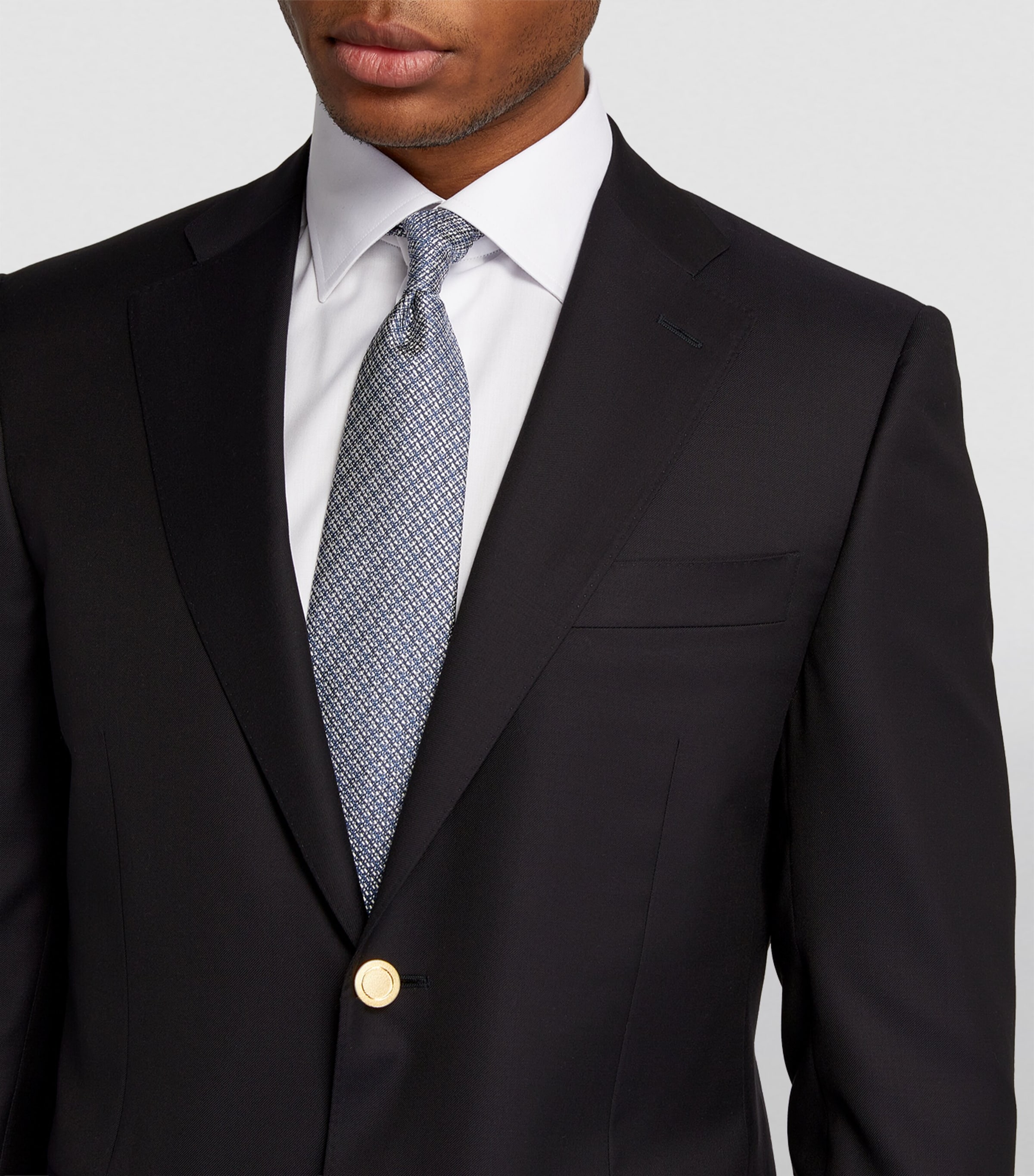 Canali Mens Wool Single-Breasted Suit Jacket Navy Image 6