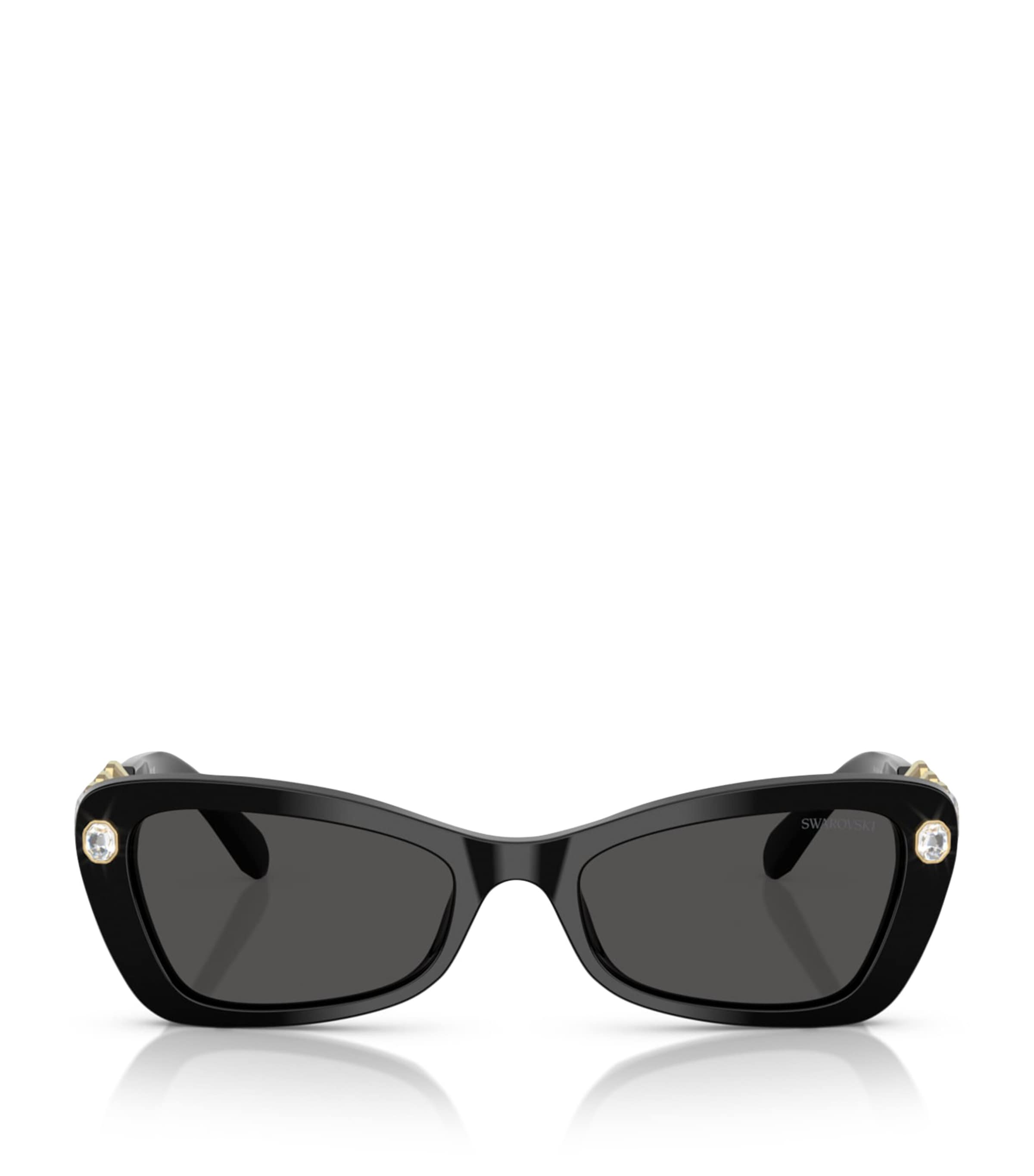 Swarovski Crystal-embellished Rectangle Sunglasses In Black