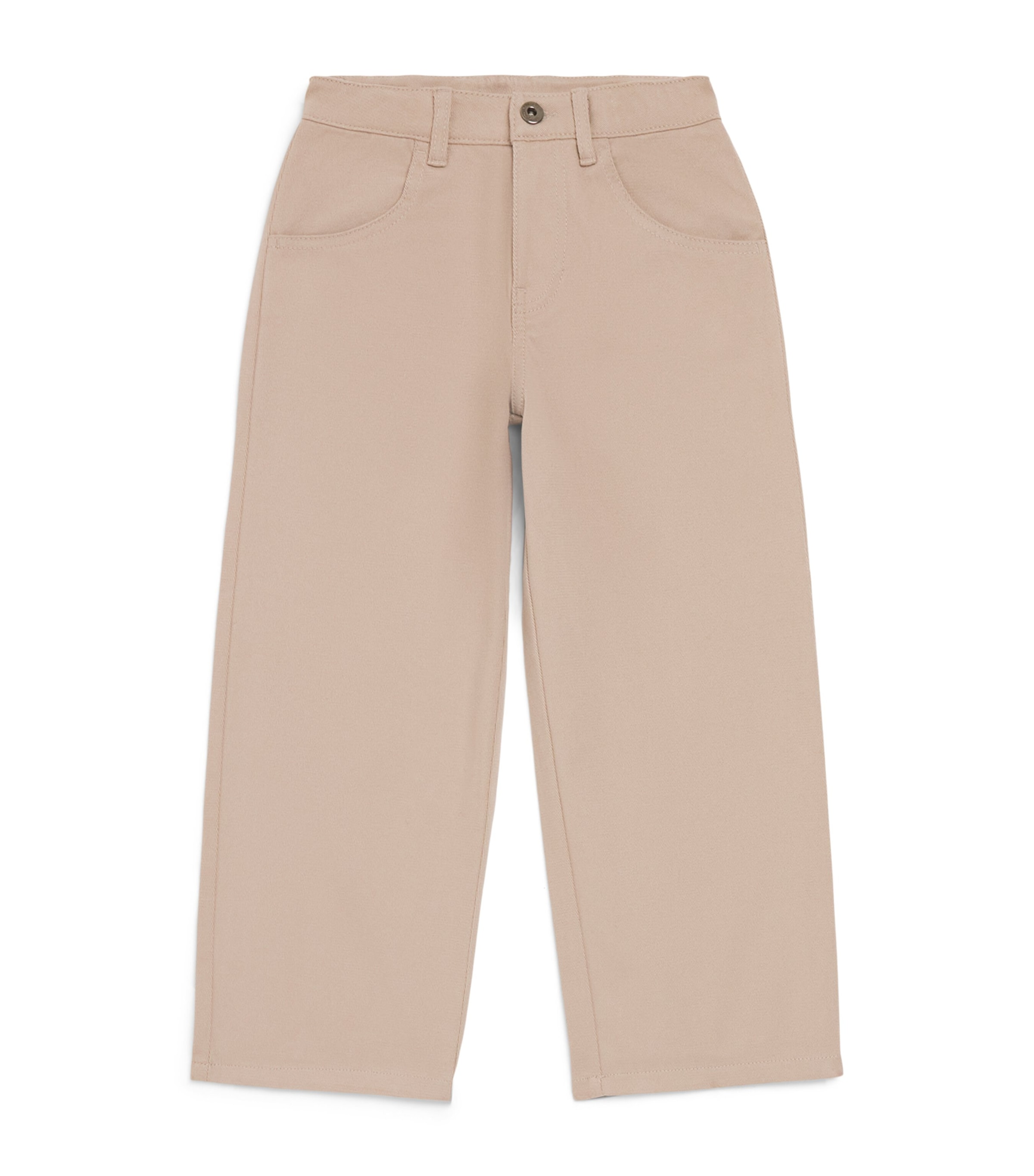 Emporio Armani Kids Stretch-Cotton Logo Embroidered Trousers (4-16 Years) Etherea Image 1
