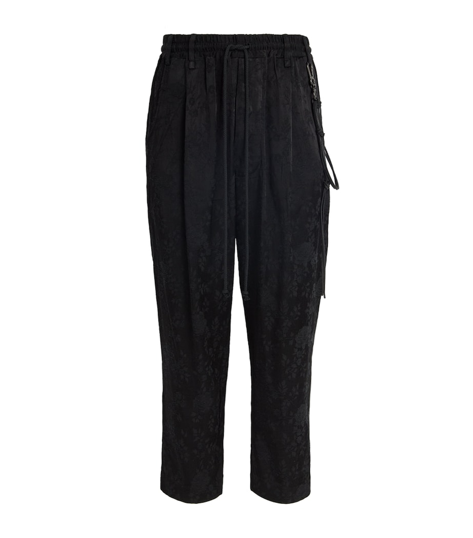 Song For The Mute Mens Cotton Floral-Jacquard Lounge Trousers Black Image 1